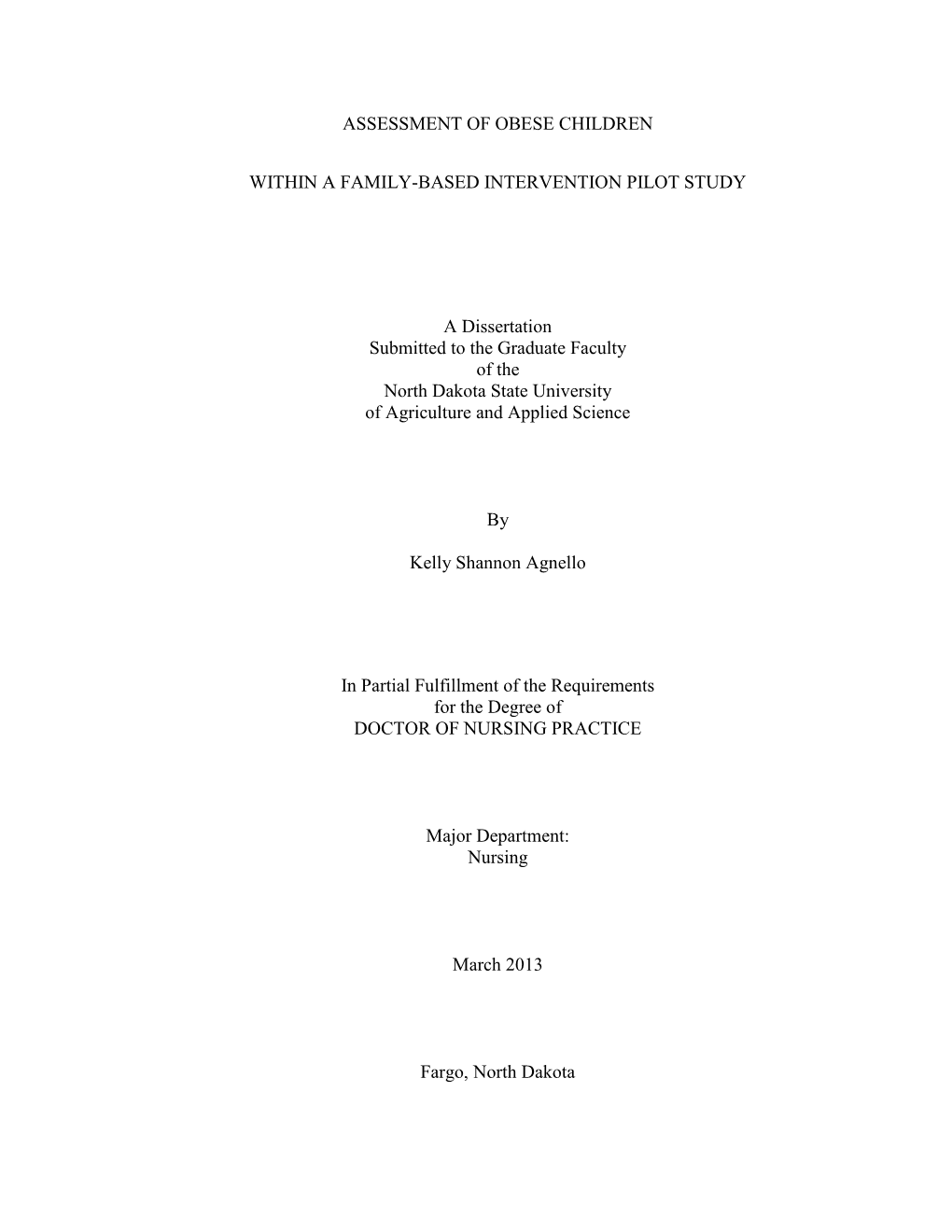 Assessment of Obese Children Within a Family-Based Intervention Pilot Study