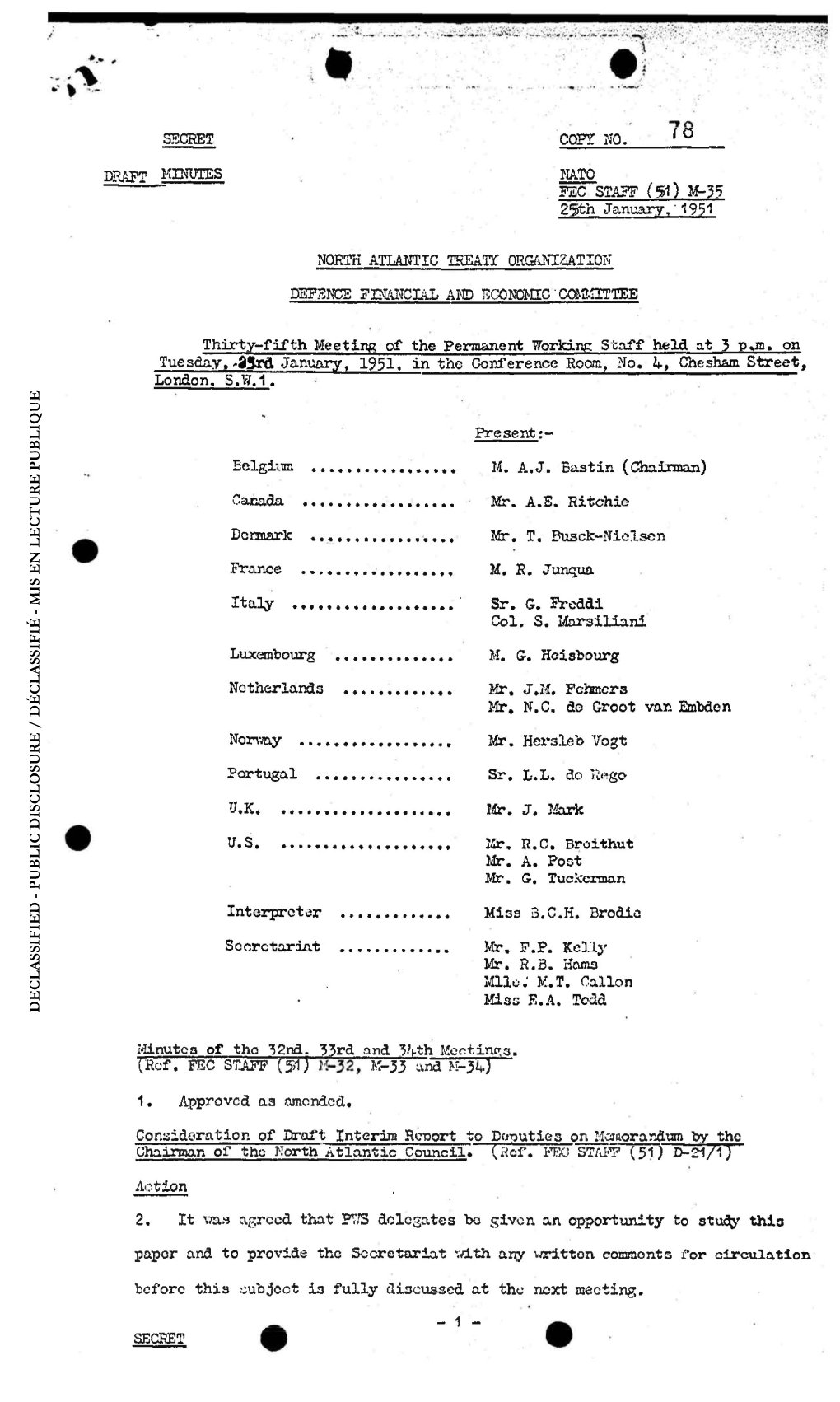 Minute3 of Tho 32Nd. 53Rd and Vi-Th Meetings. (Ref