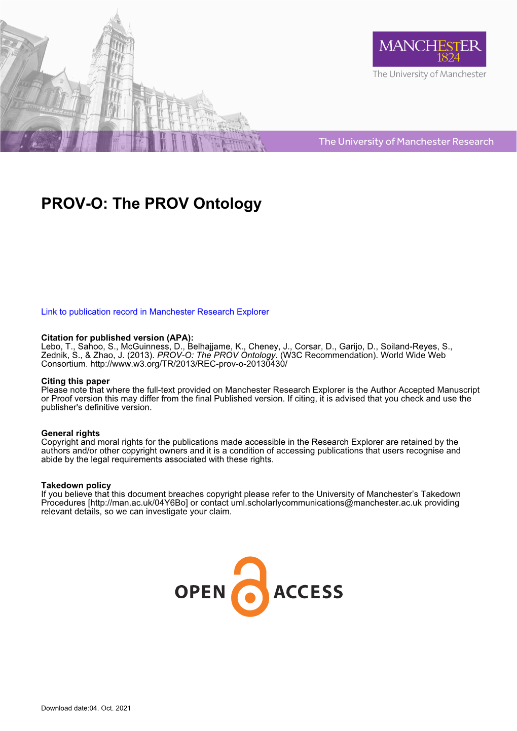 PROV-O: the PROV Ontology