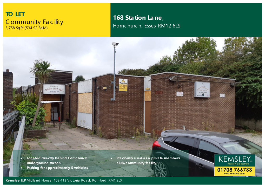 168 Station Lane, to LET Community Facility