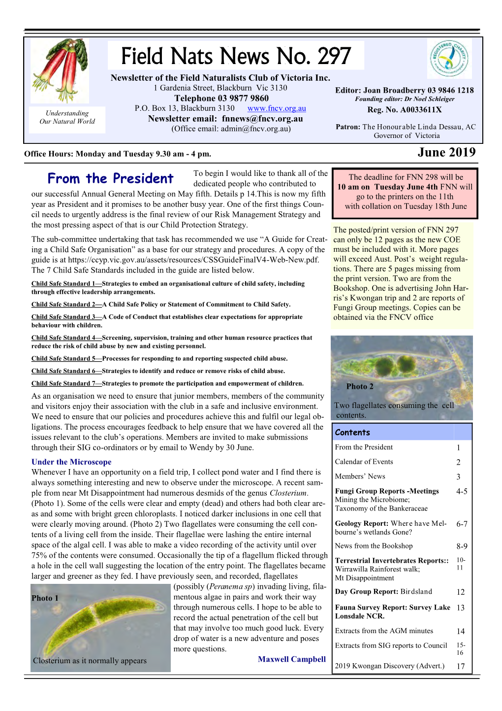 Field Nats News No. 297 Newsletter of the Field Naturalists Club of Victoria Inc