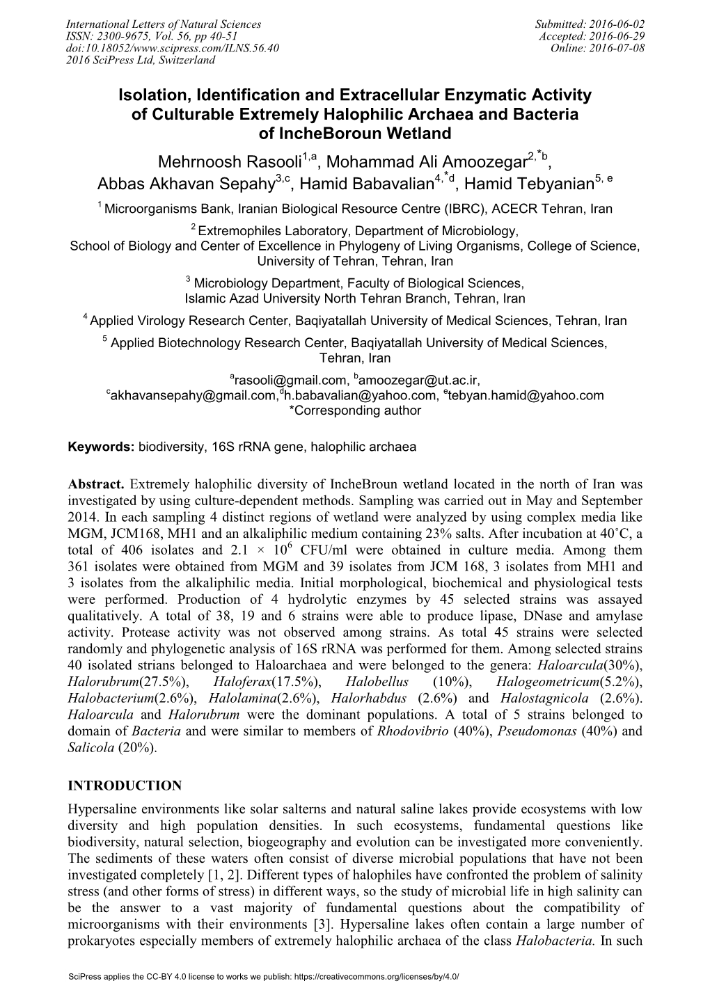 Isolation, Identification and Extracellular Enzymatic Activity Of