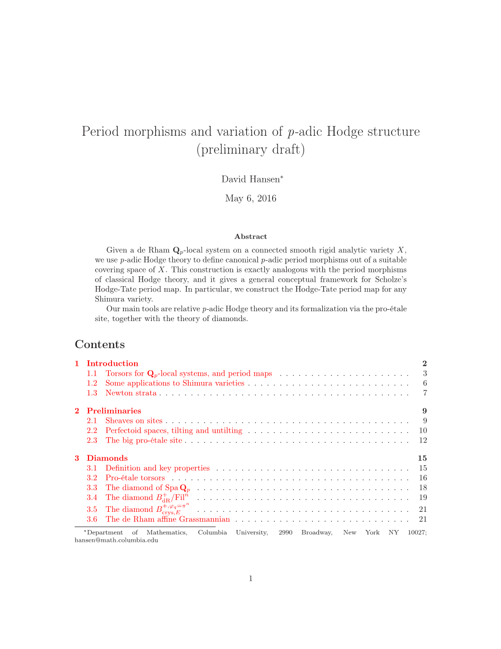 Period Morphisms and Variation of P-Adic Hodge Structure (Preliminary Draft)