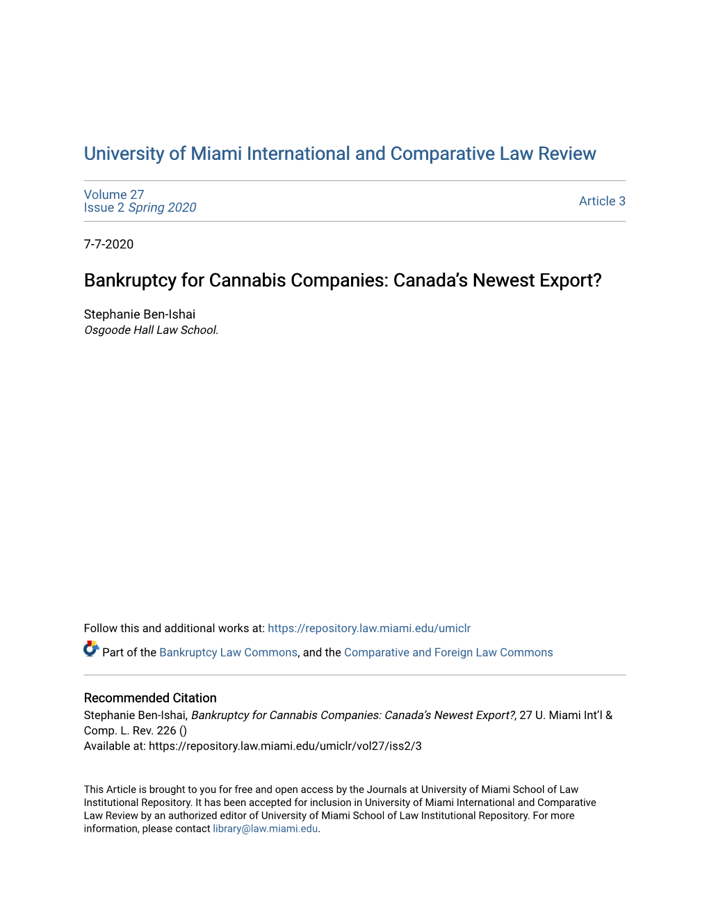 Bankruptcy for Cannabis Companies: Canada's Newest Export?