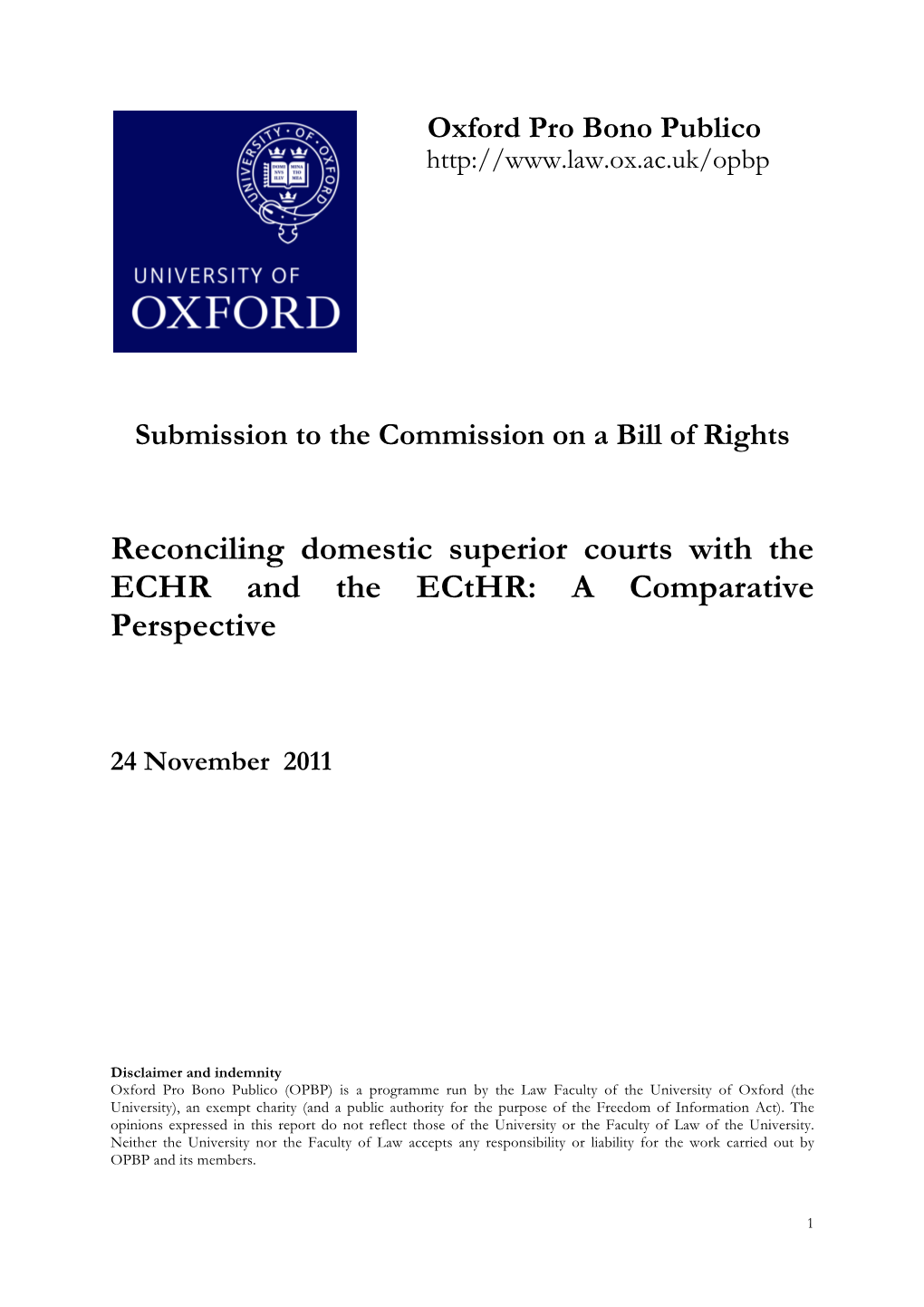 Reconciling Domestic Superior Courts with the ECHR and Ecthr