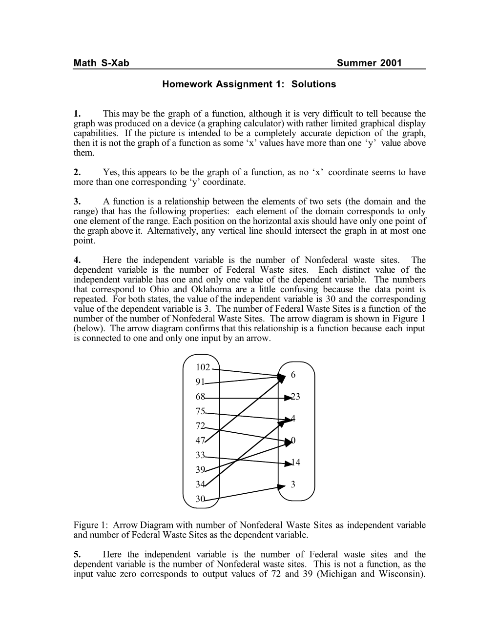 Math S-Xab Summer 2001 Homework Assignment 1