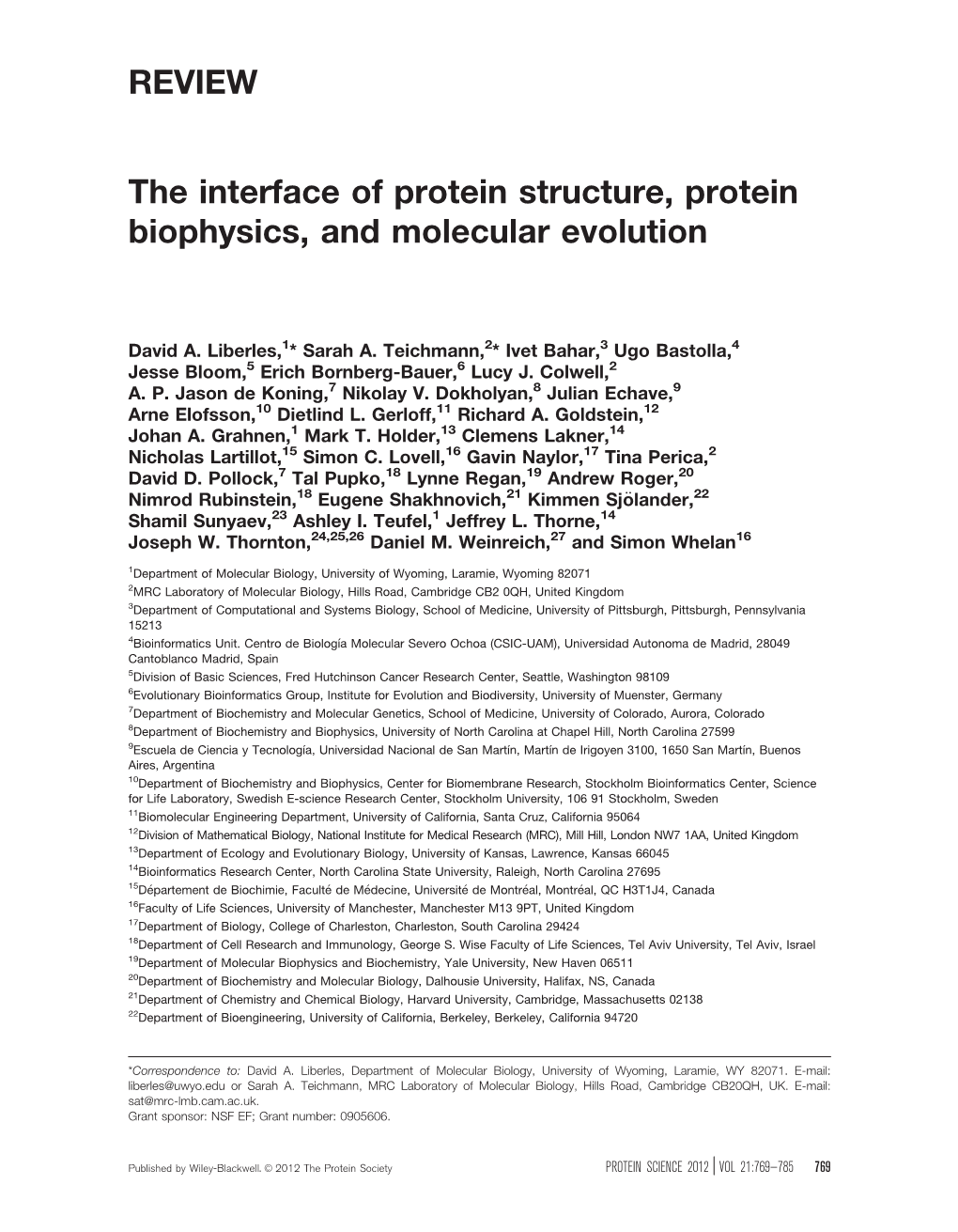 The Interface of Protein Structure, Protein Biophysics, and Molecular Evolution