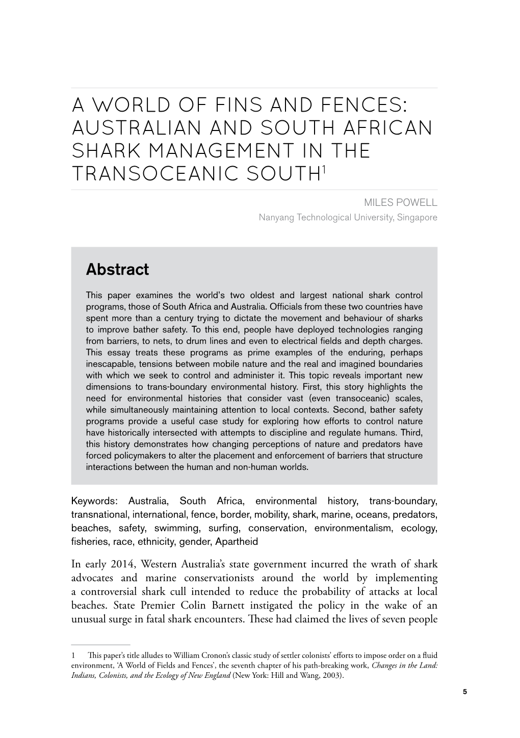 International Review of Environmental History • Volume 3, Issue 2, 2017