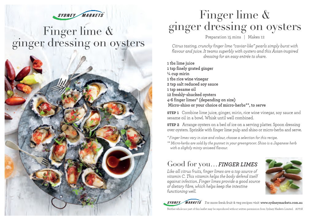 Finger Lime & Ginger Dressing on Oysters Finger