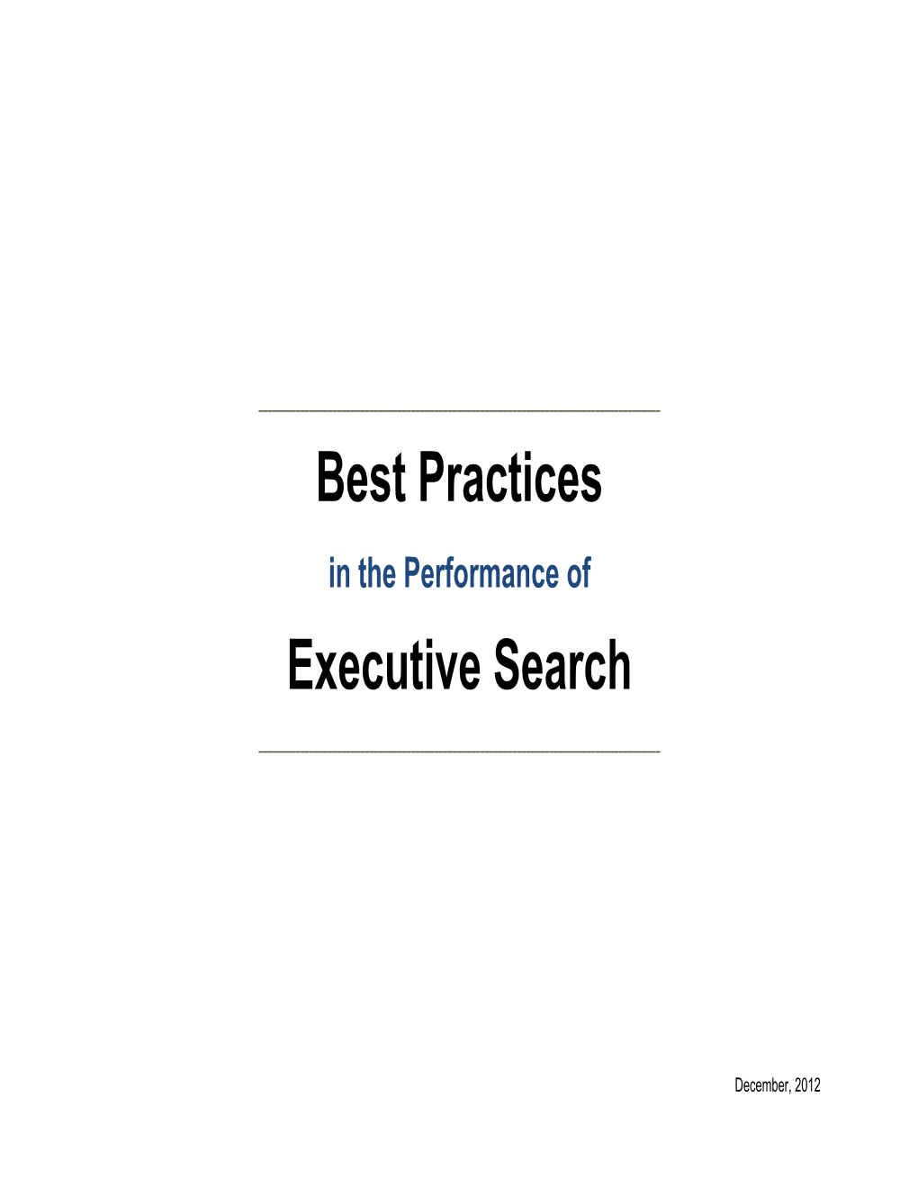 Best Practices Executive Search