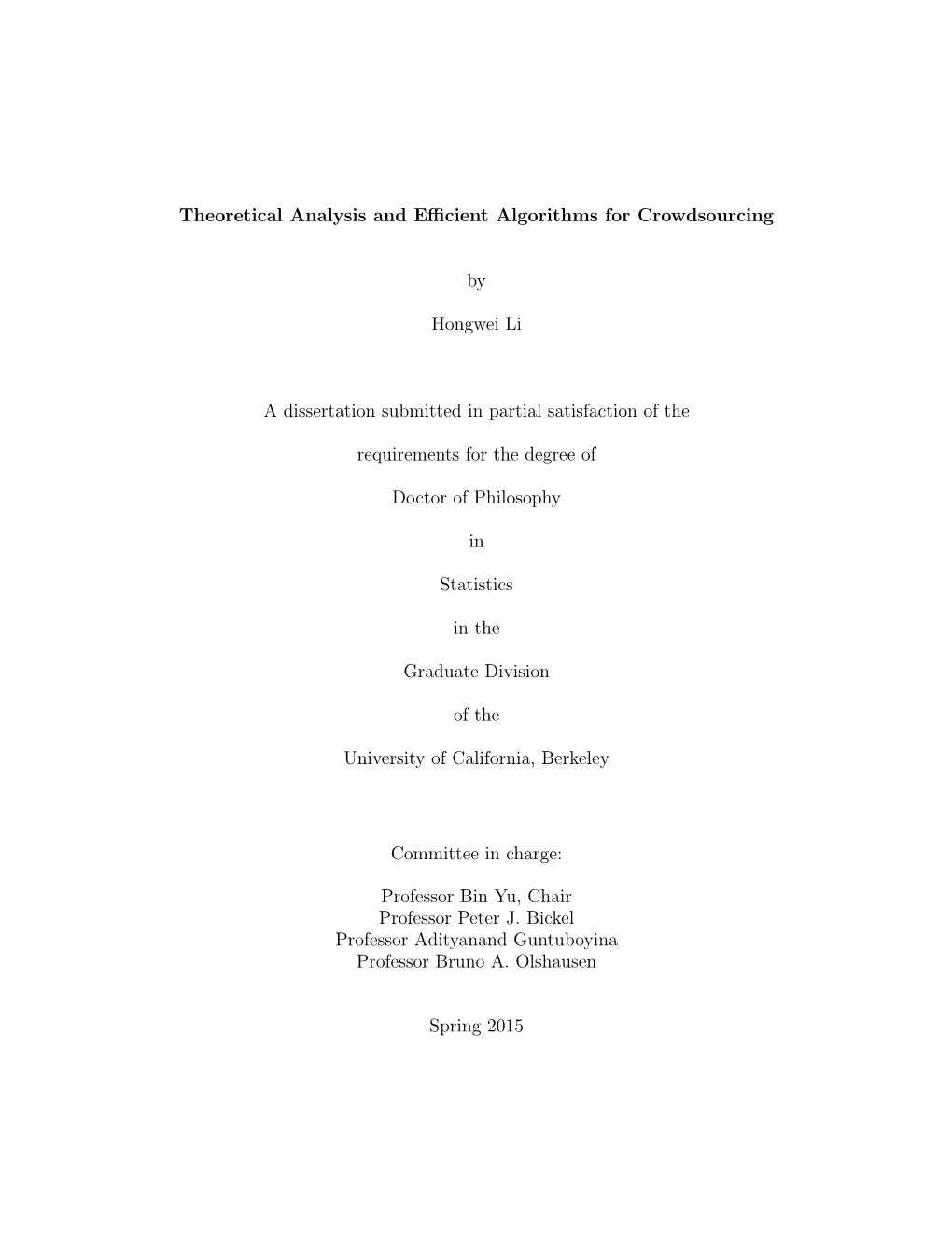 Theoretical Analysis and Efficient Algorithms For