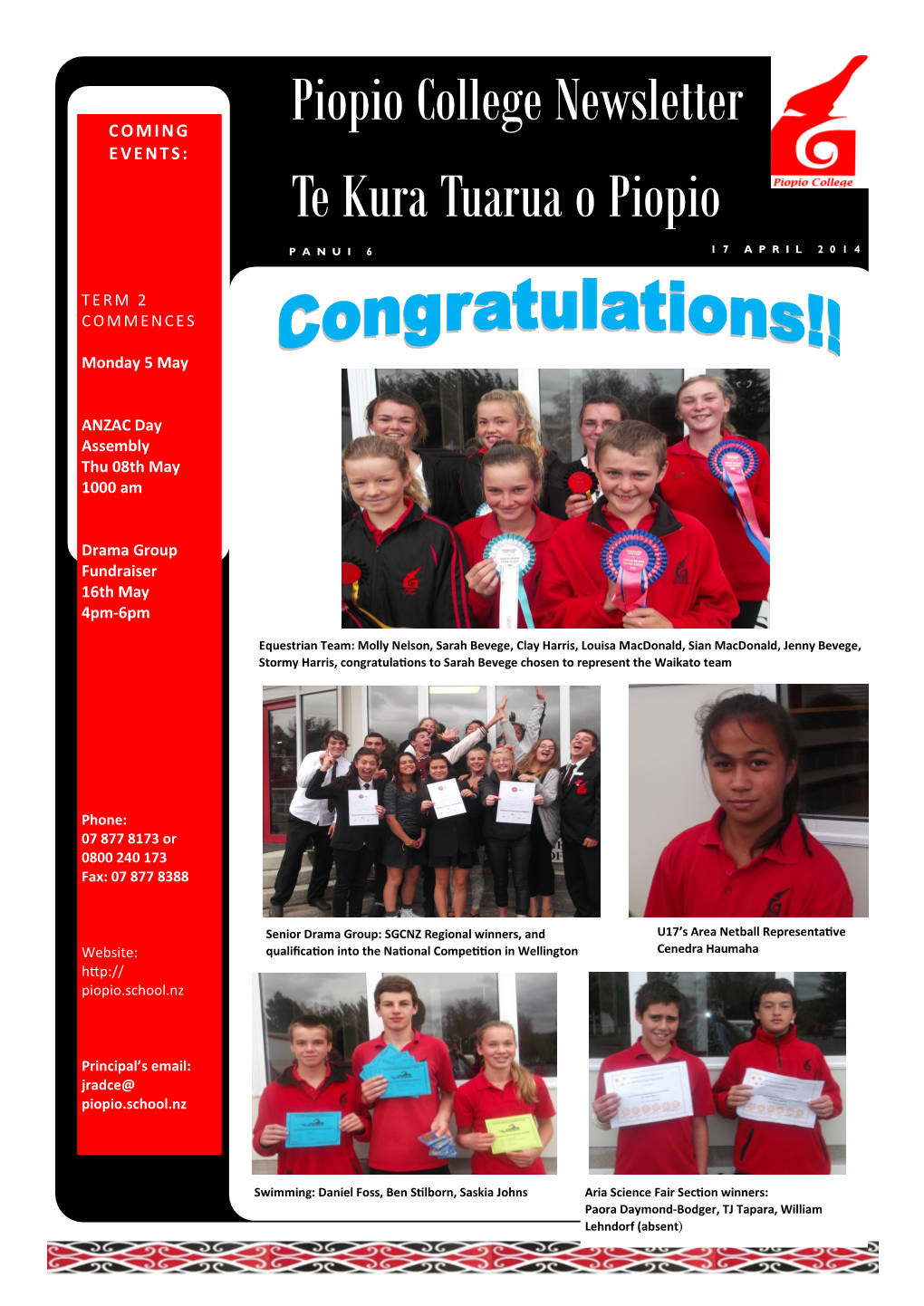 Piopio College Newsletter Te Kura Tuarua O Piopio