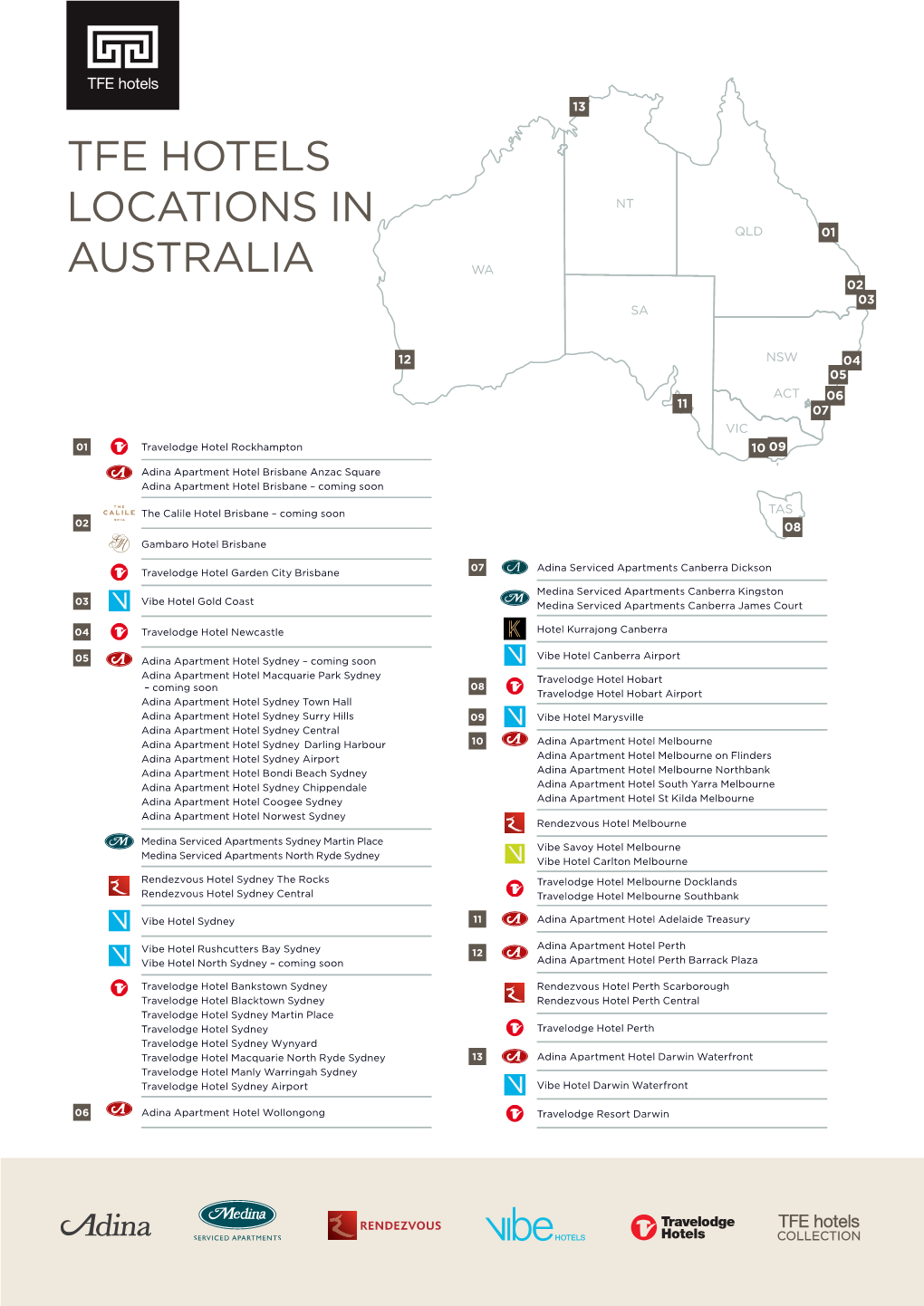 Tfe Hotels Locations in Australia