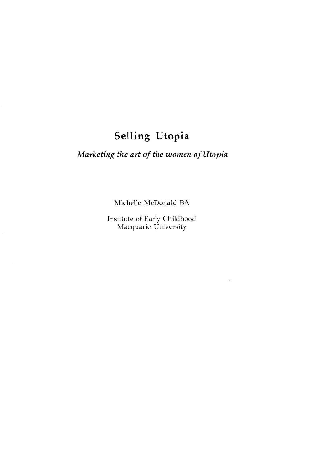 Selling Utopia Marketing the Art of the Women of Utopia
