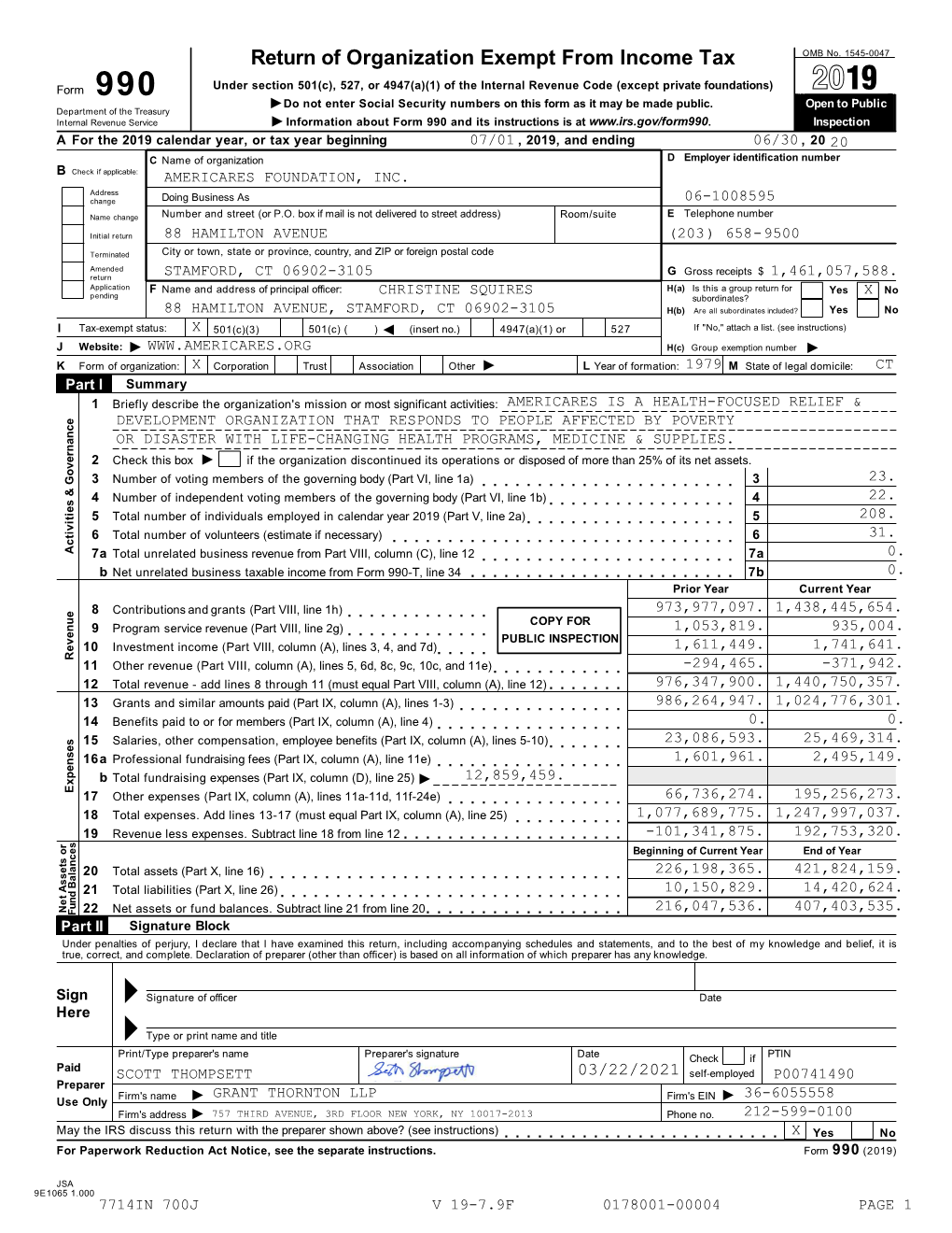 2020 Americares Foundation Form