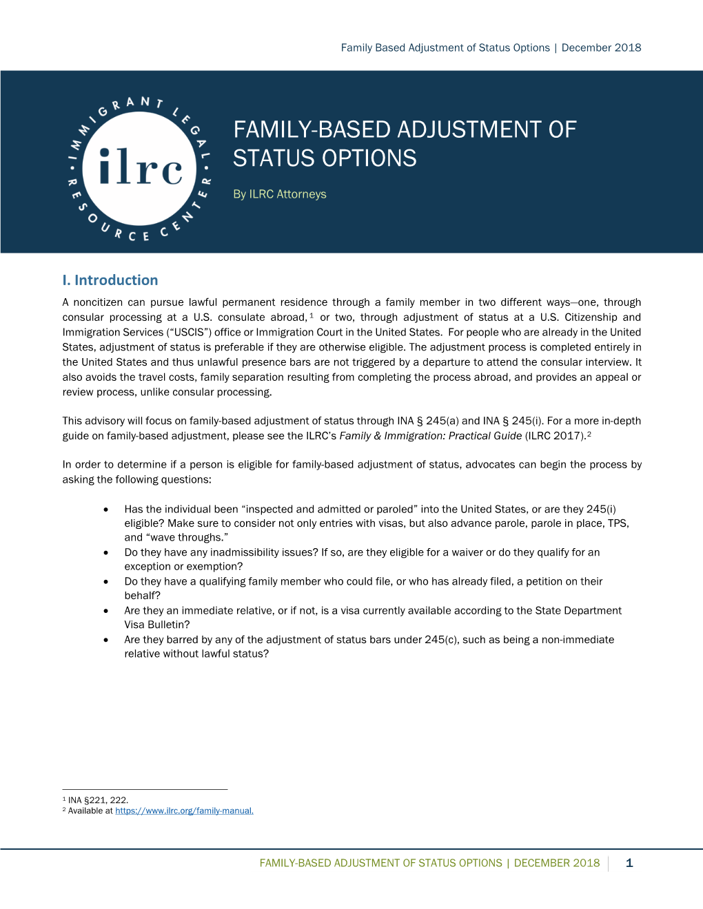 Family-Based Adjustment of Status Options