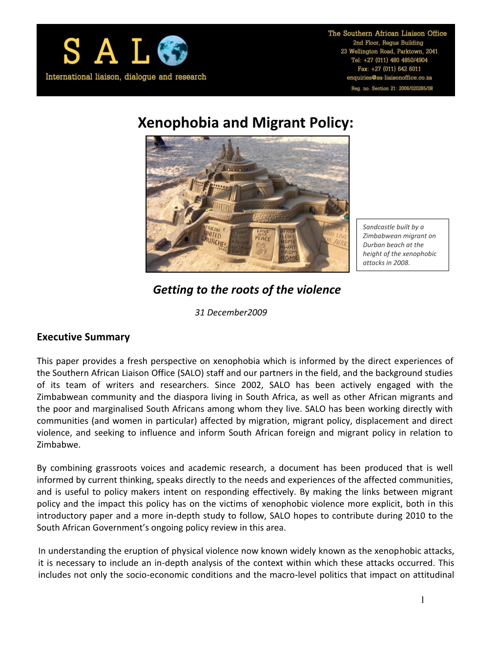 Download the Xenophobia and Migrant Policy Brief