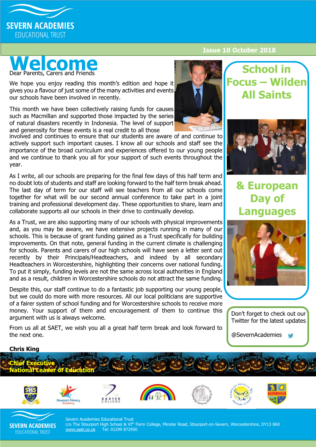 Trust Newsletter Issue 10 October 2018 School in Focus – Wilden All Saints CE Primary Schoolnovember 2017 ISSUE 1