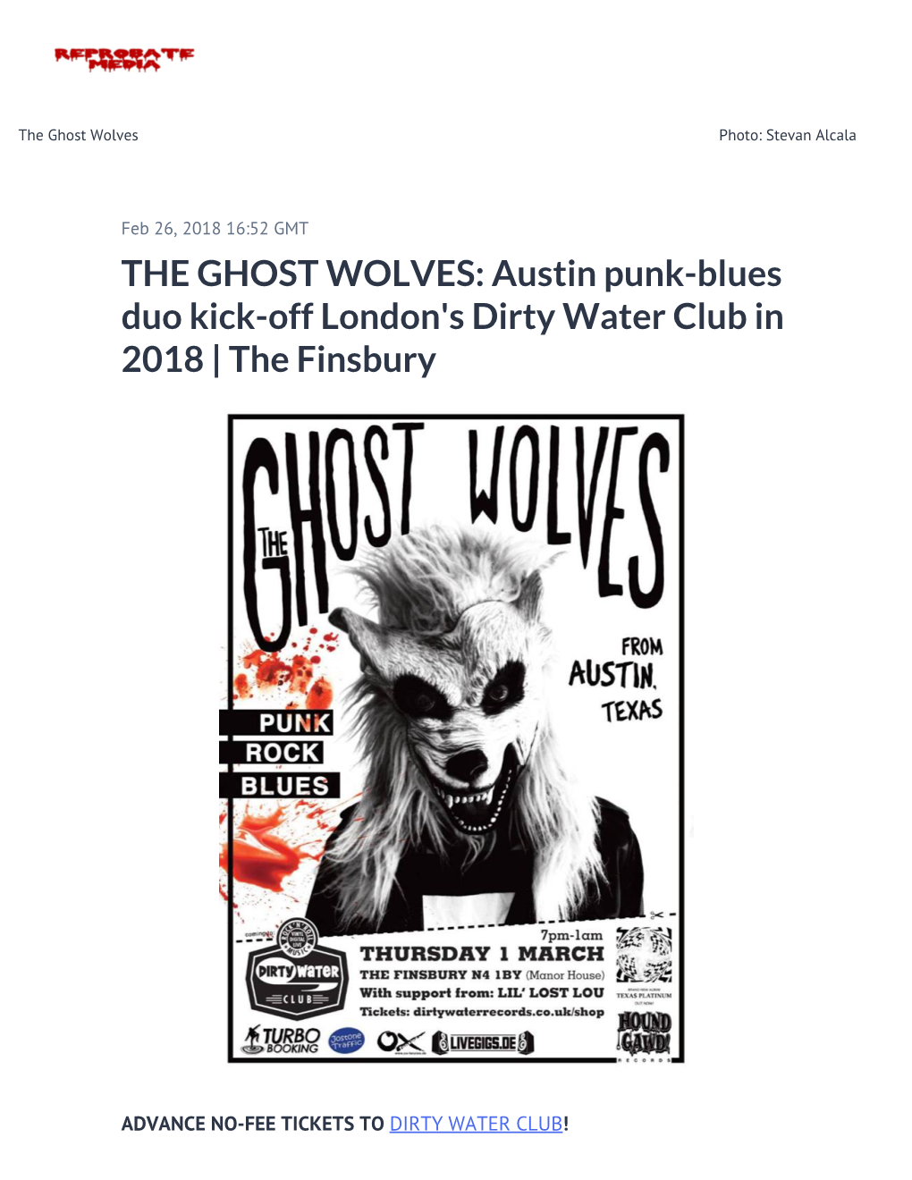 THE GHOST WOLVES: Austin Punk-Blues Duo Kick-Off London's Dirty Water Club in 2018 | the Finsbury