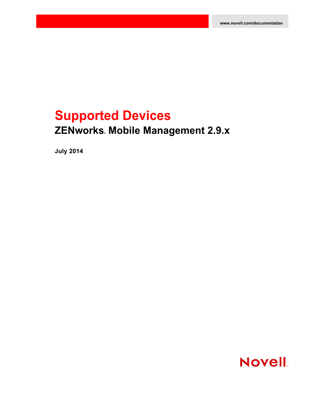 Zenworks Mobile Management 2.9.X Supported Devices