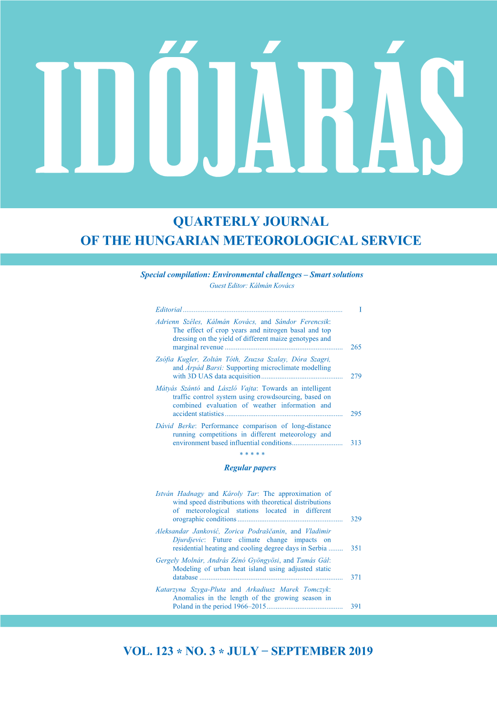 Quarterly Journal of the Hungarian Meteorological Service