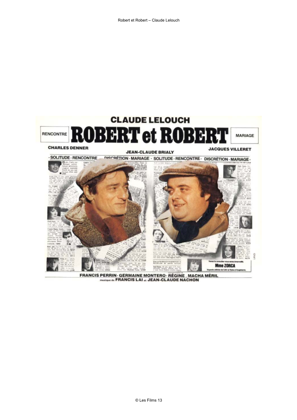 Robert Et Robert – Claude Lelouch © Les Films 13