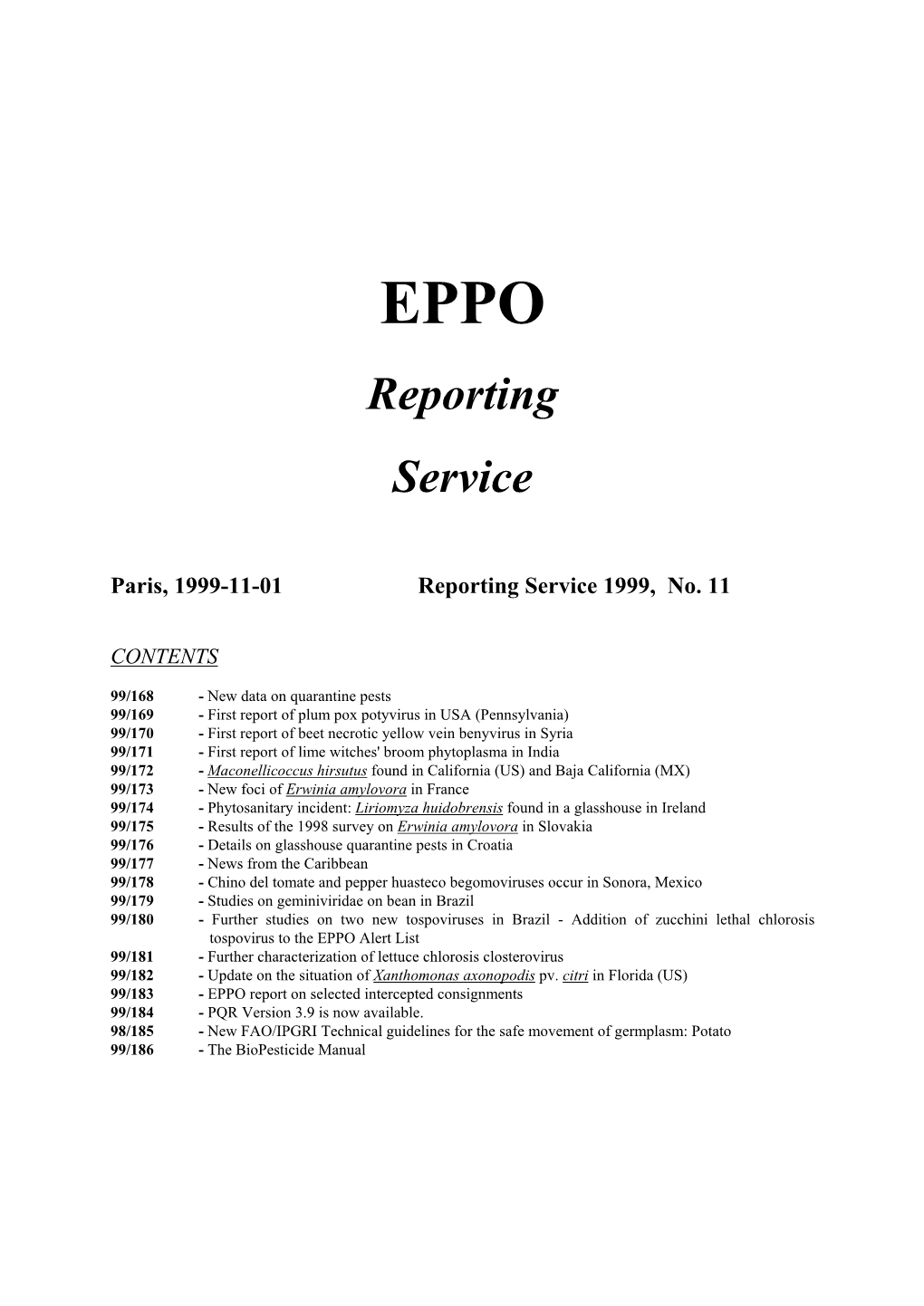 Reporting Service 1999, No