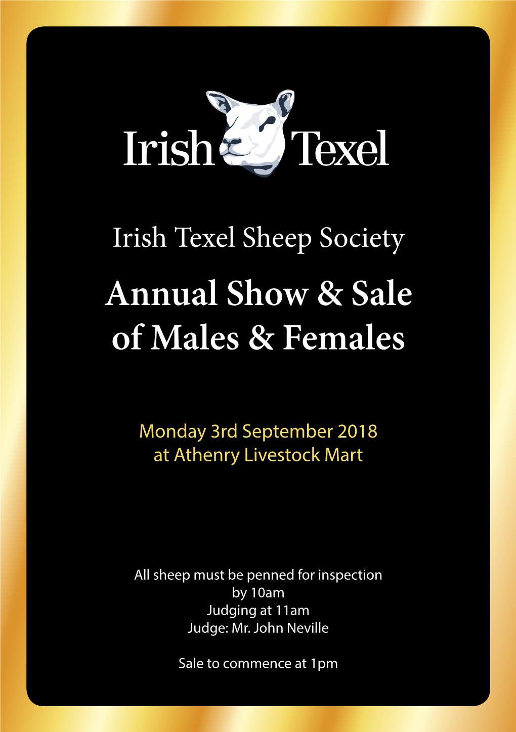 Irish Texel Sheep Society Annual Show & Sale of Males & Females