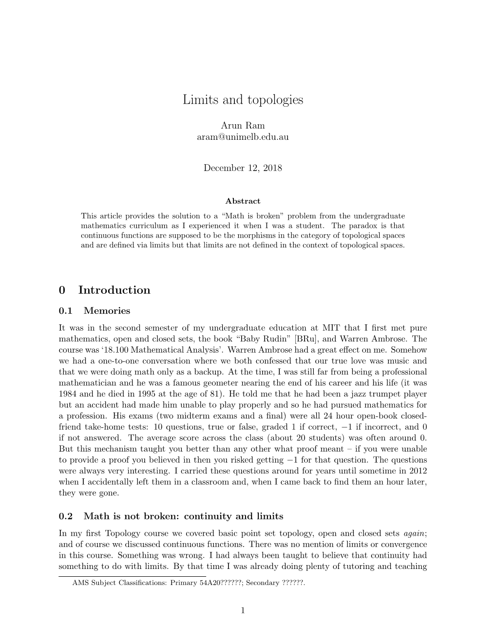 Limits and Topologies