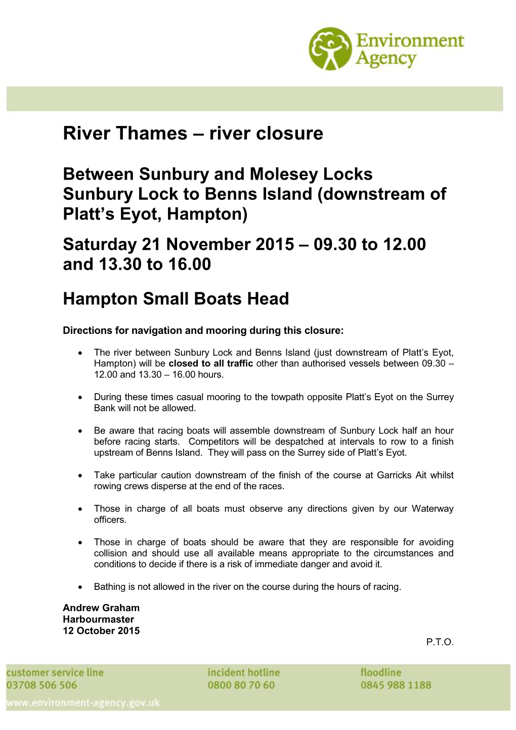 Lock Closure Notice