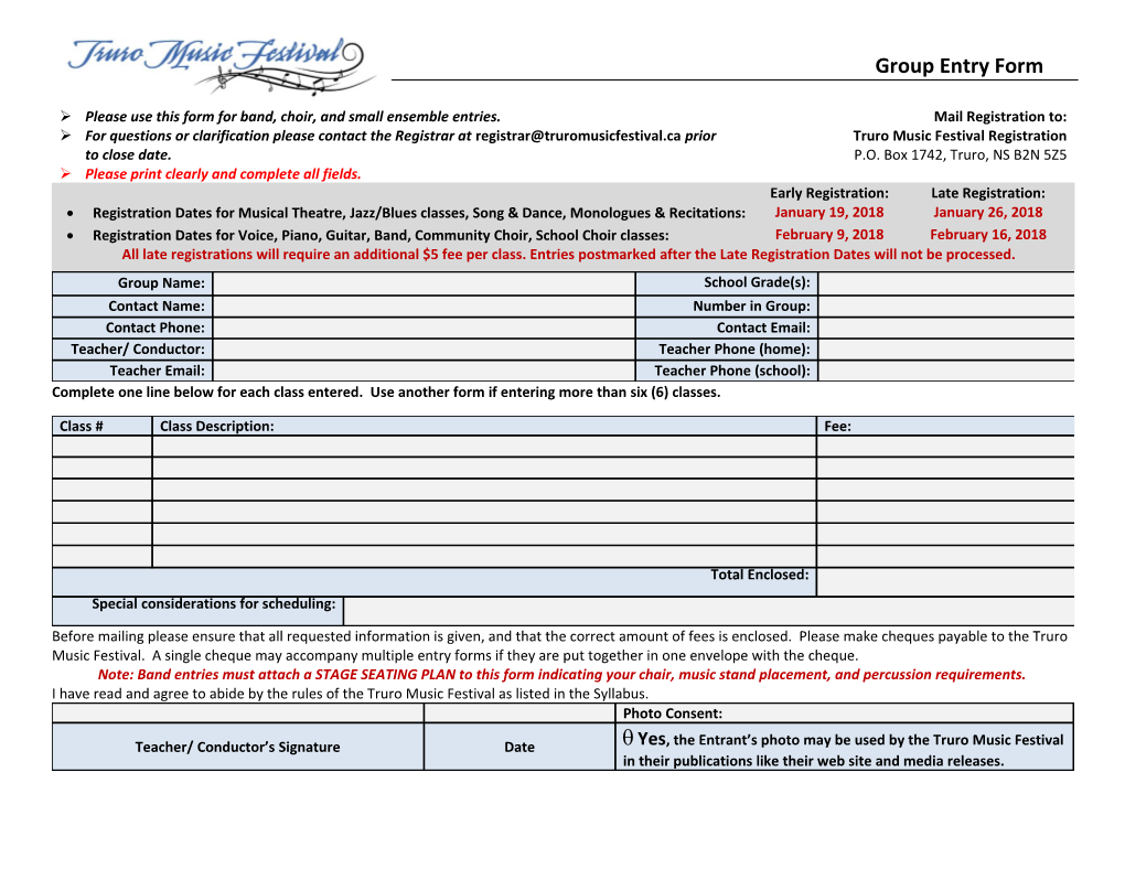 Group Entry Form