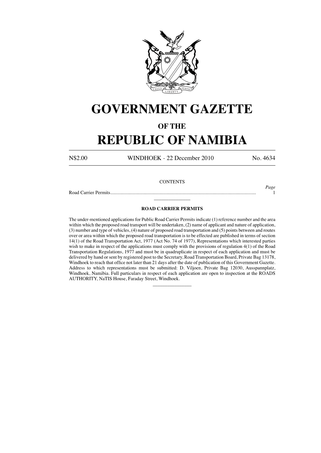 Government Gazette Republic of Namibia