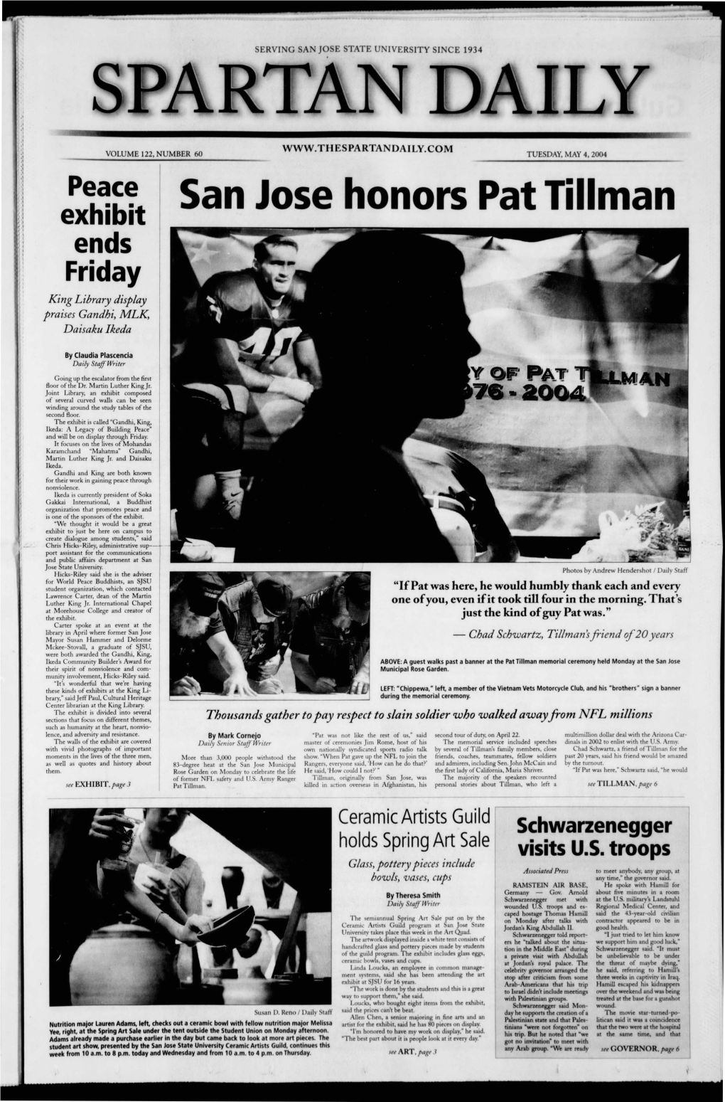 San Jose Honors Pat Tillman Ends Friday King Library Display Praises Gandhi, MLK, Daisaku Ikeda