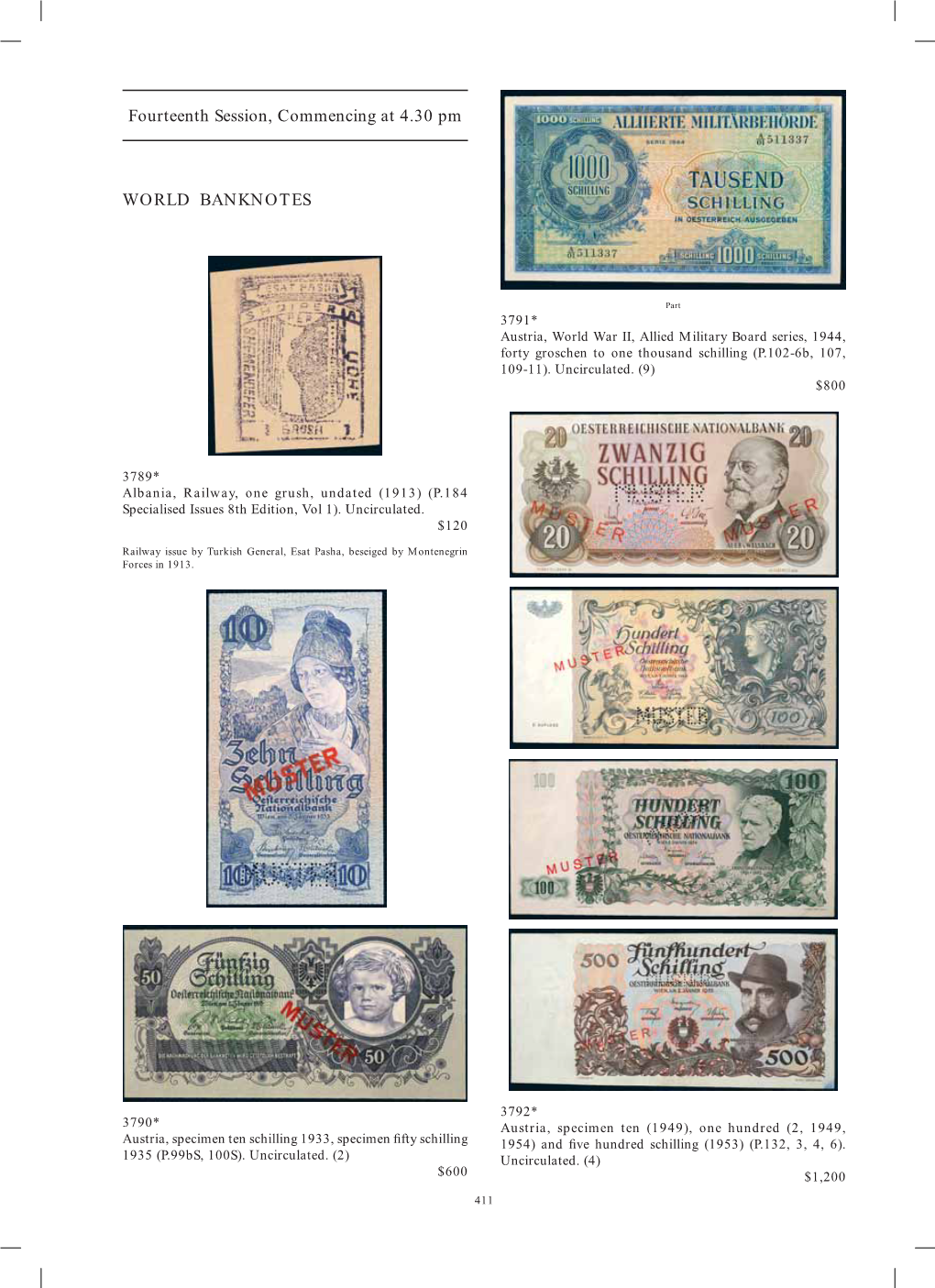 Fourteenth Session, Commencing at 4.30 Pm WORLD BANKNOTES