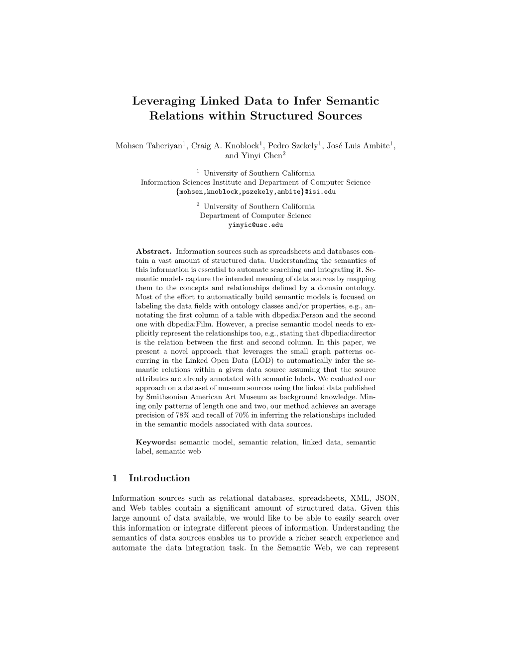 Leveraging Linked Data to Infer Semantic Relations Within Structured Sources