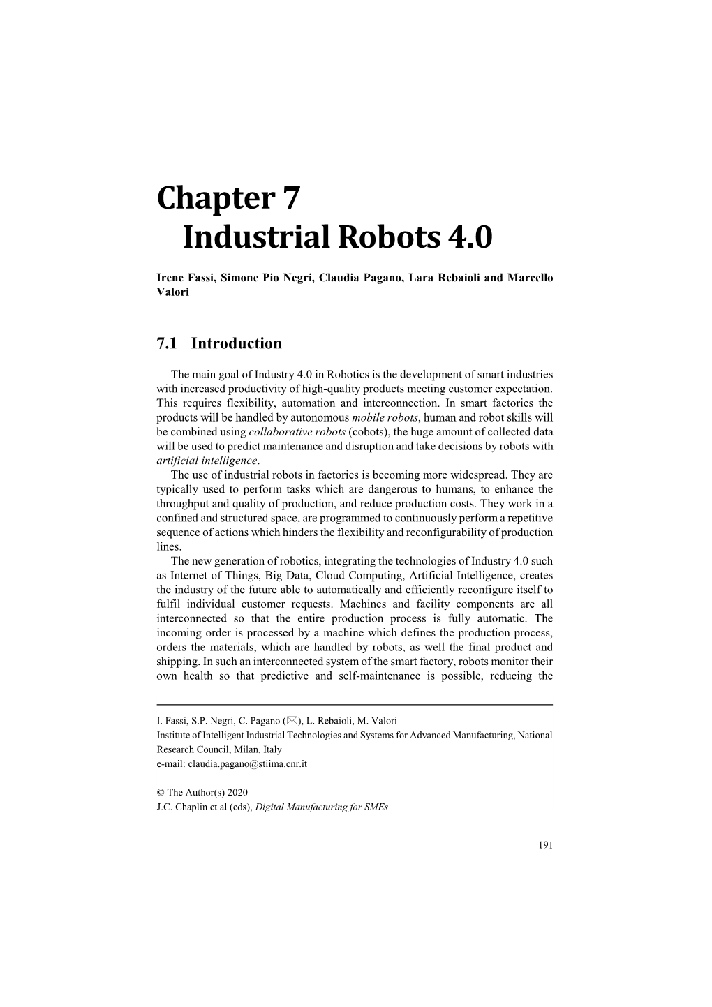 Chapter 7 Industrial Robots 4.0