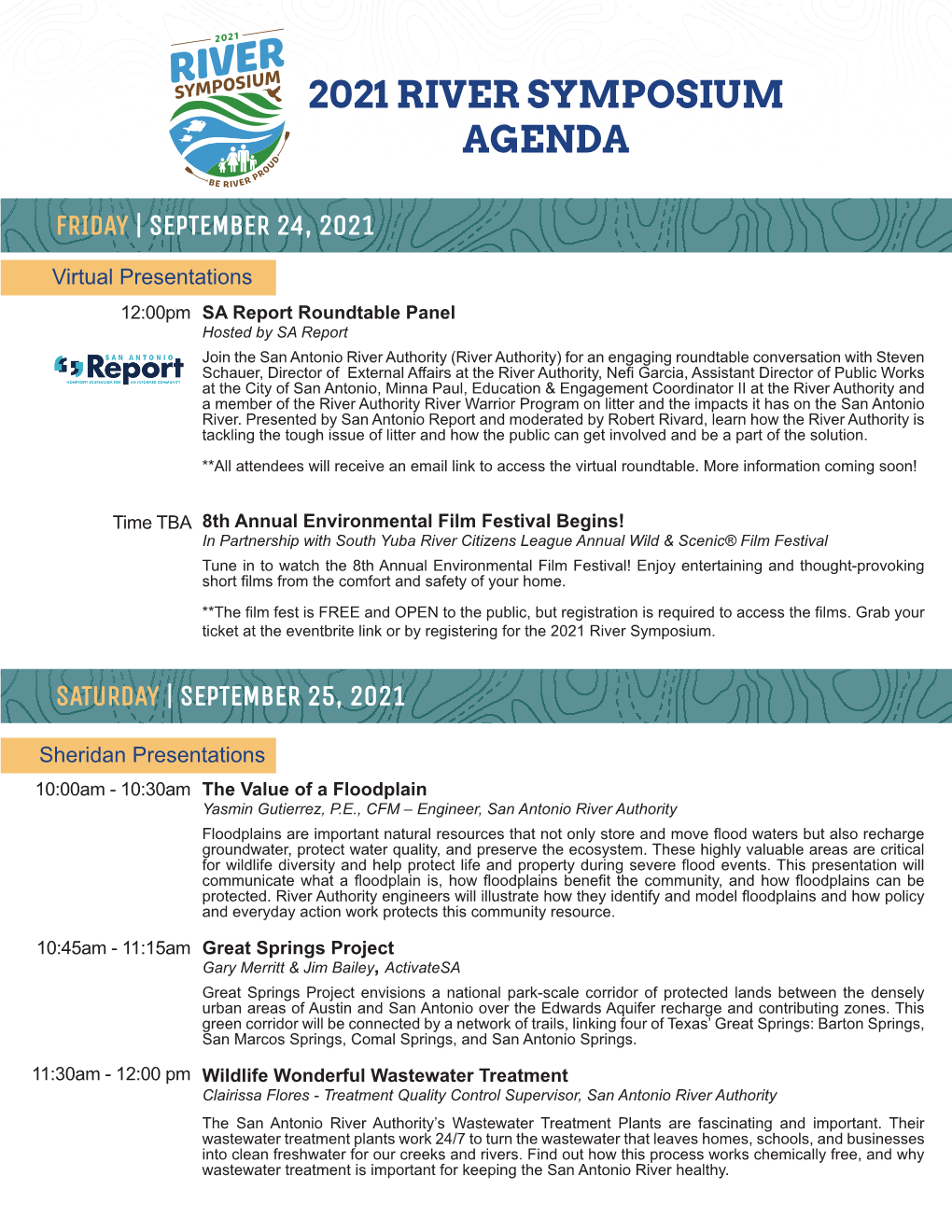 2021 River Symposium Agenda