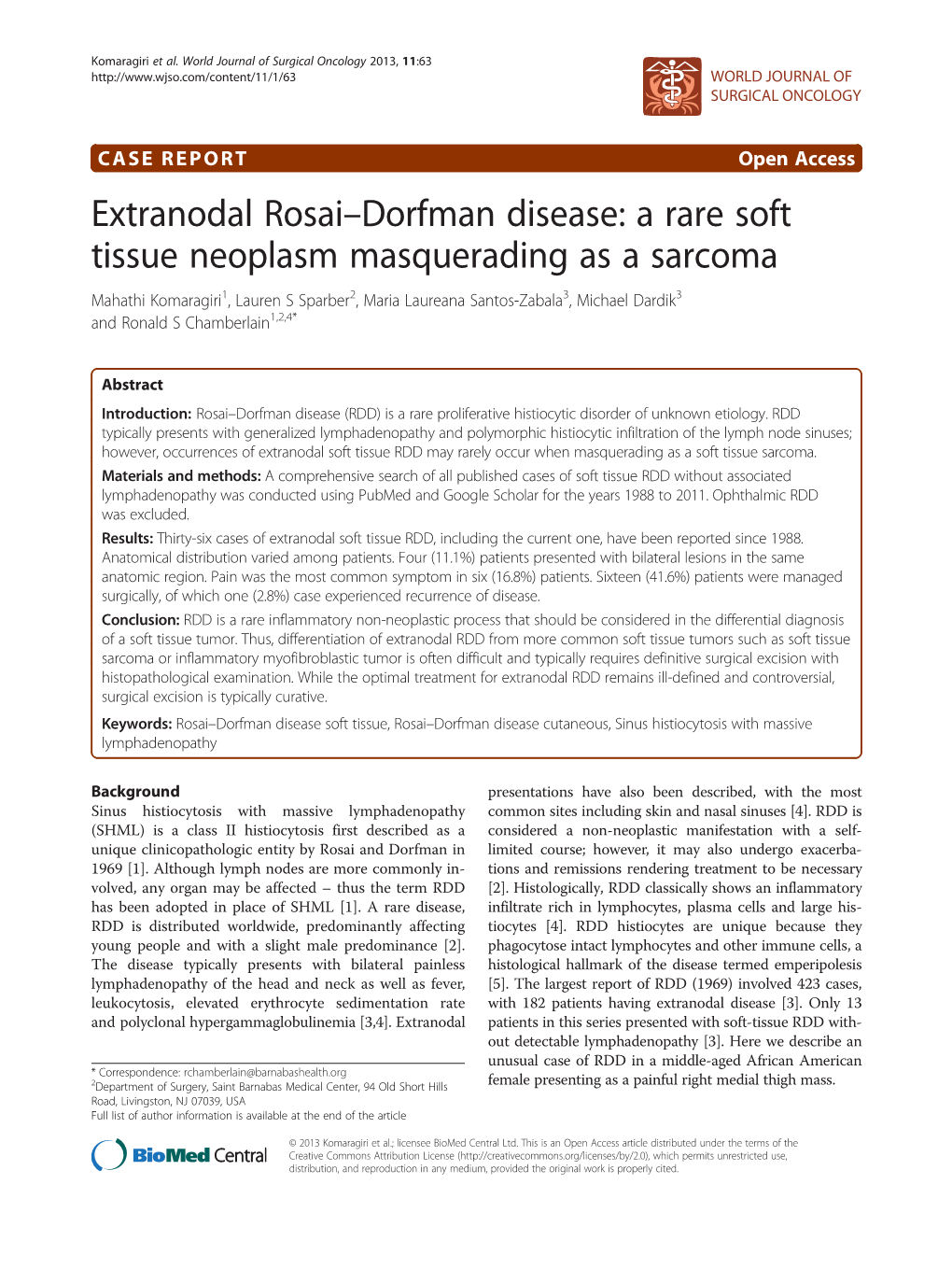 Extranodal Rosai-Dorfman Disease: a Rare Soft Tissue Neoplasm