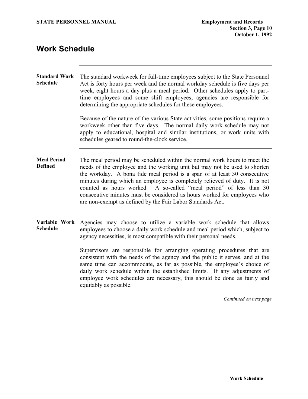 STATE PERSONNEL MANUAL Employment and Records