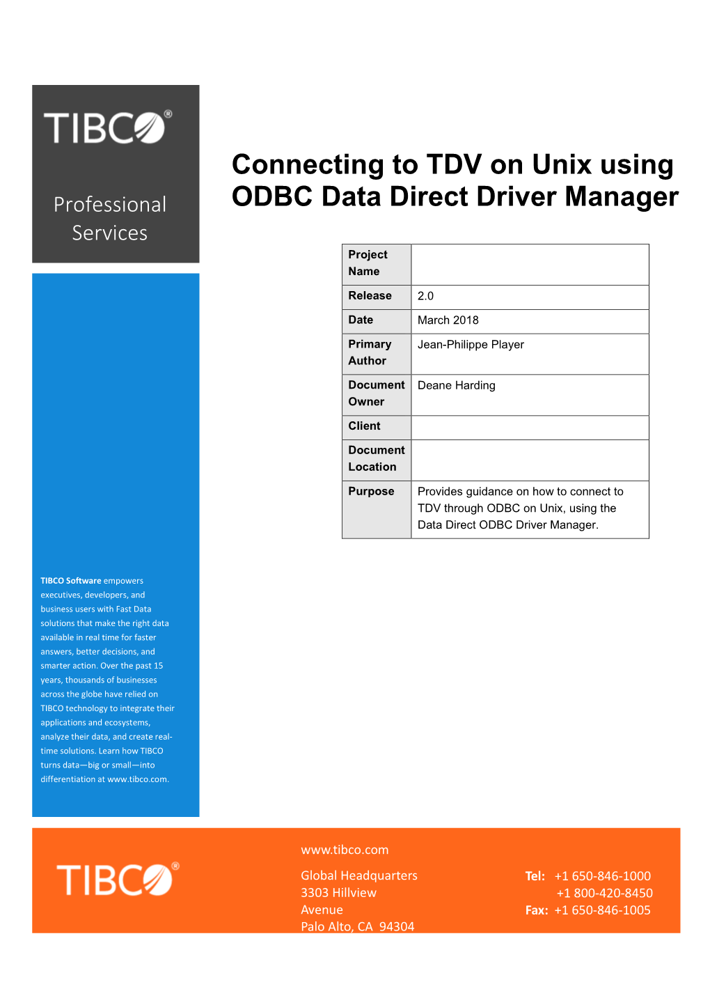 Connecting to TDV on Unix Using ODBC Data Direct Driver Manager
