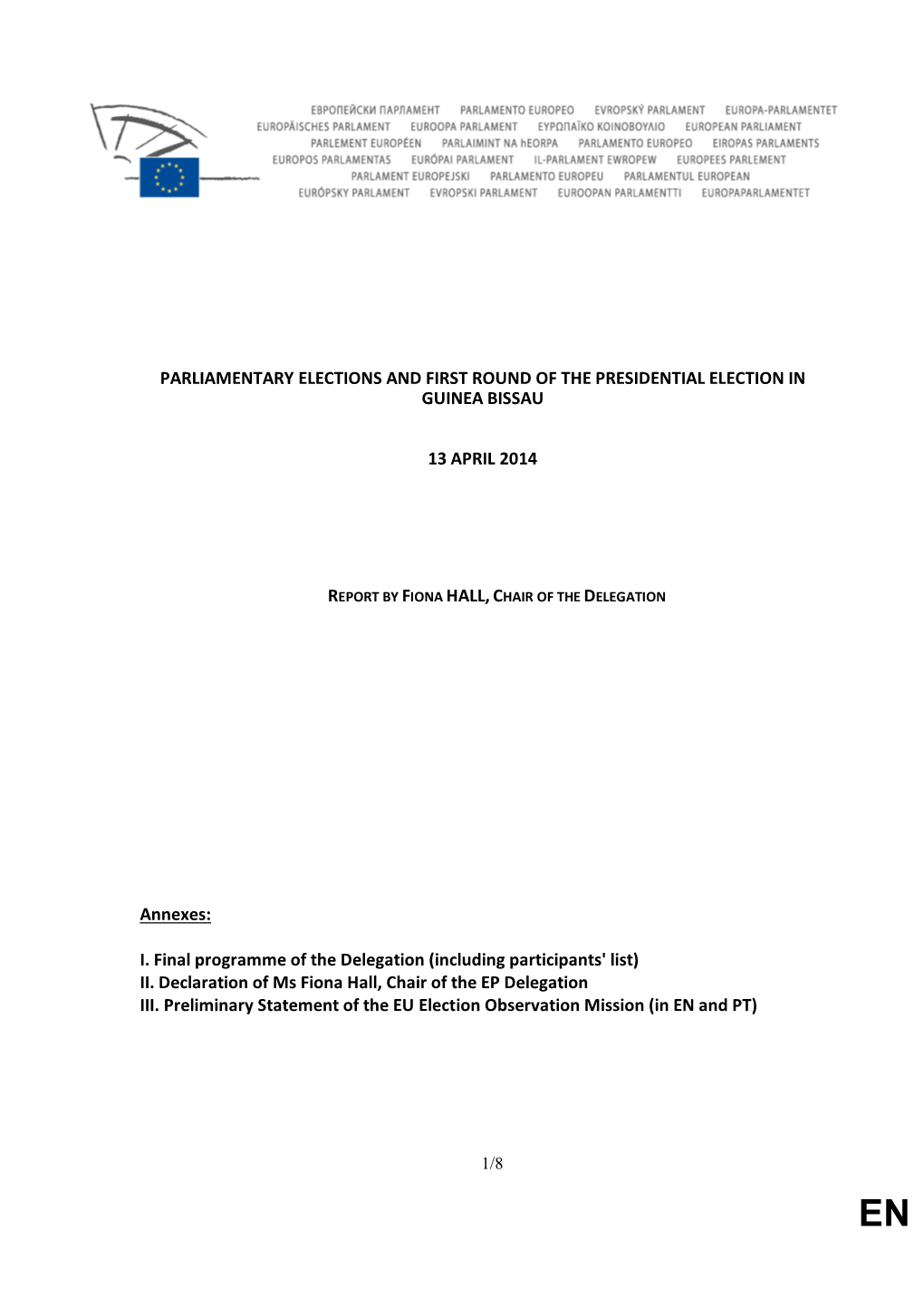 Guinea Bissau General Elections, 13 April 2014