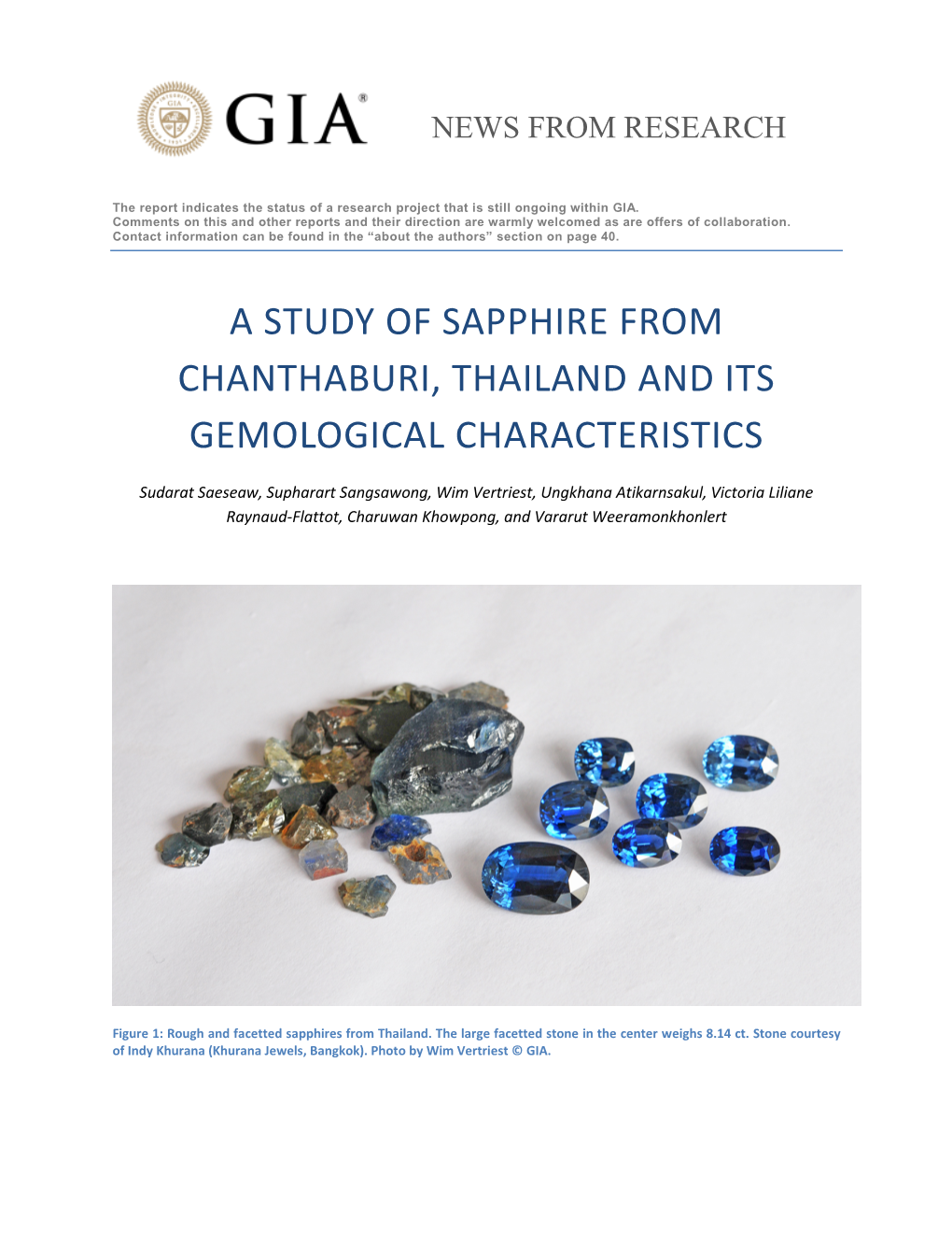 A Study of Sapphire from Chanthaburi, Thailand and Its Gemological Characteristics