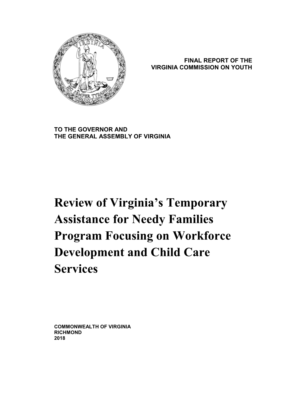 Review of Virginia's Temporary Assistance for Needy Families