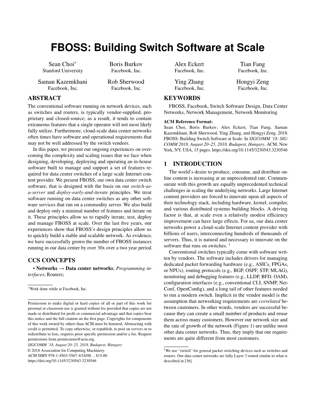 FBOSS: Building Switch Software at Scale