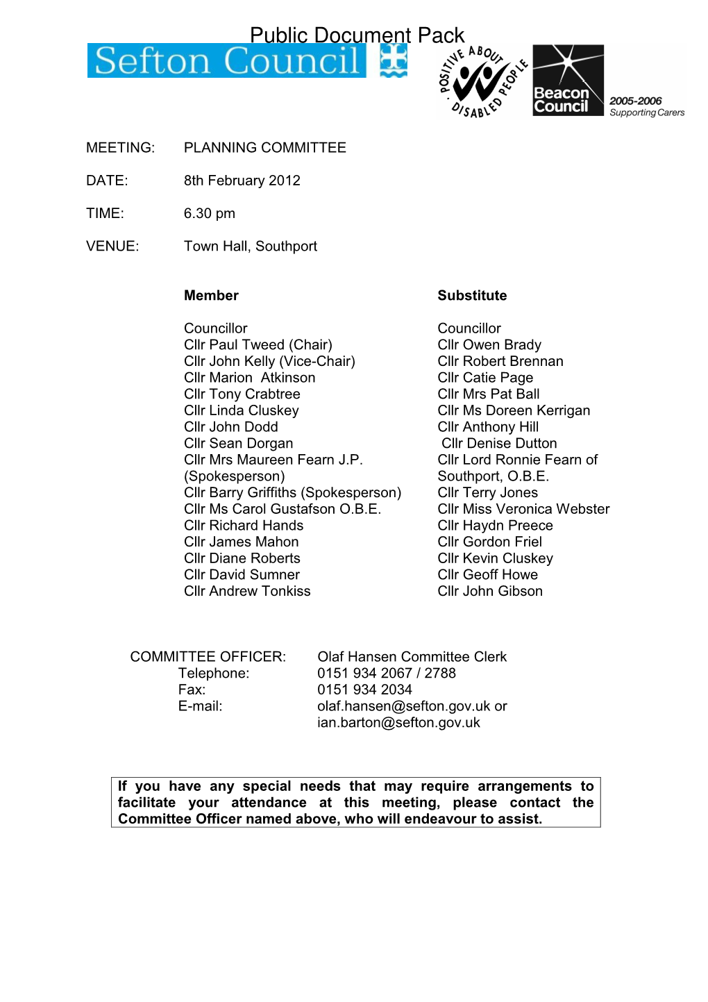 Agenda Reports Pack (Public) 08/02/2012, 18.30