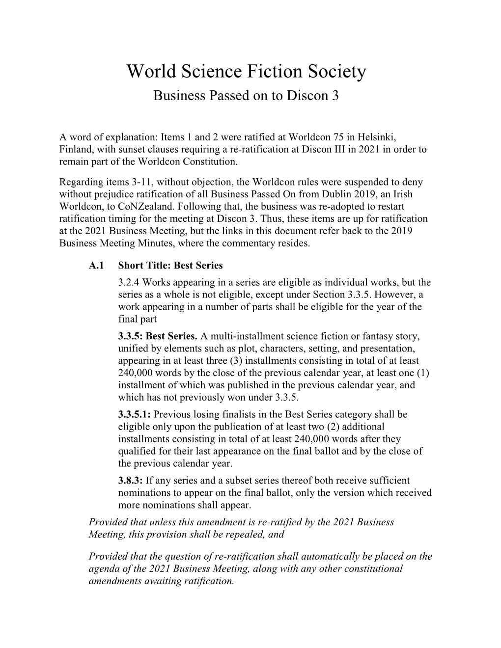 Business Passed on to Discon 3