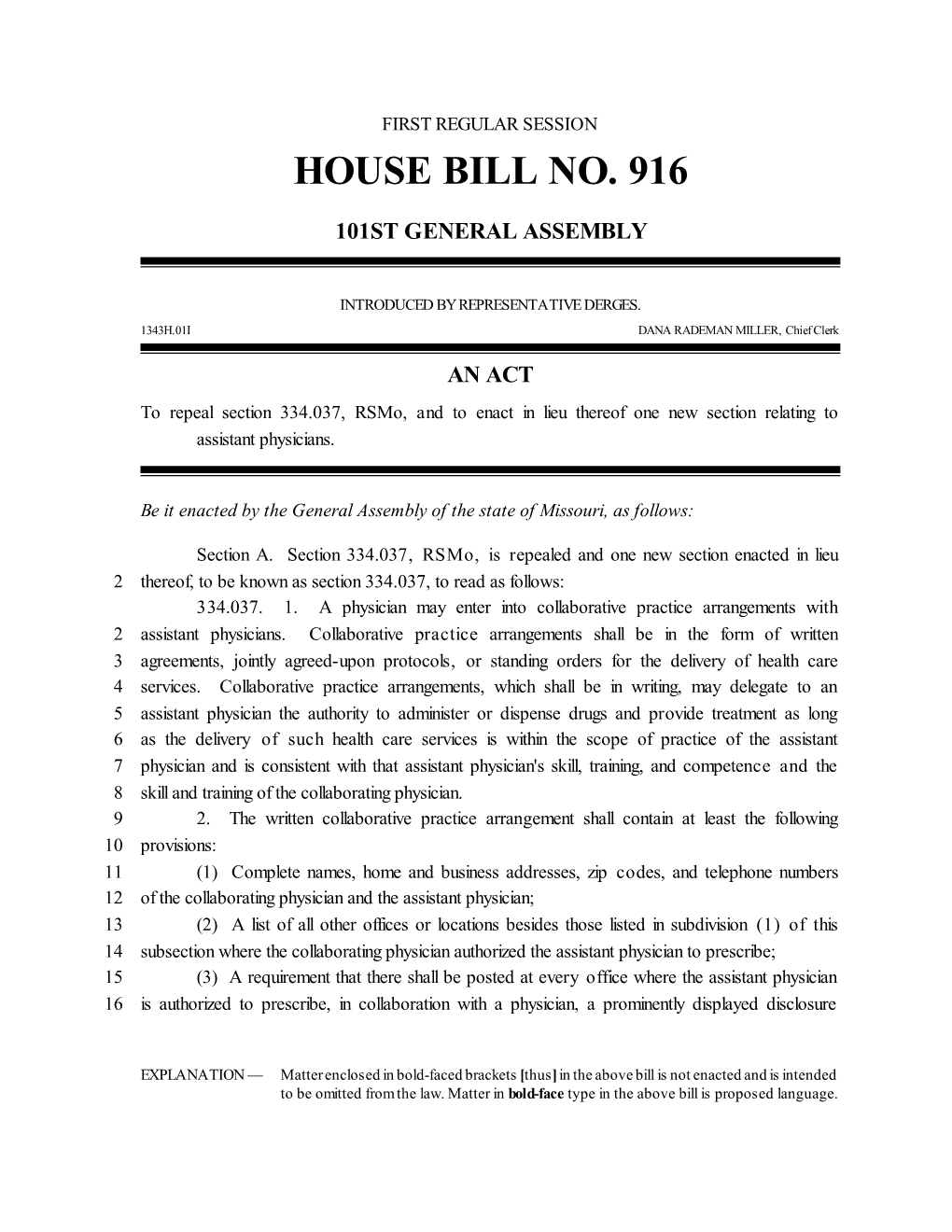 House Bill No. 916