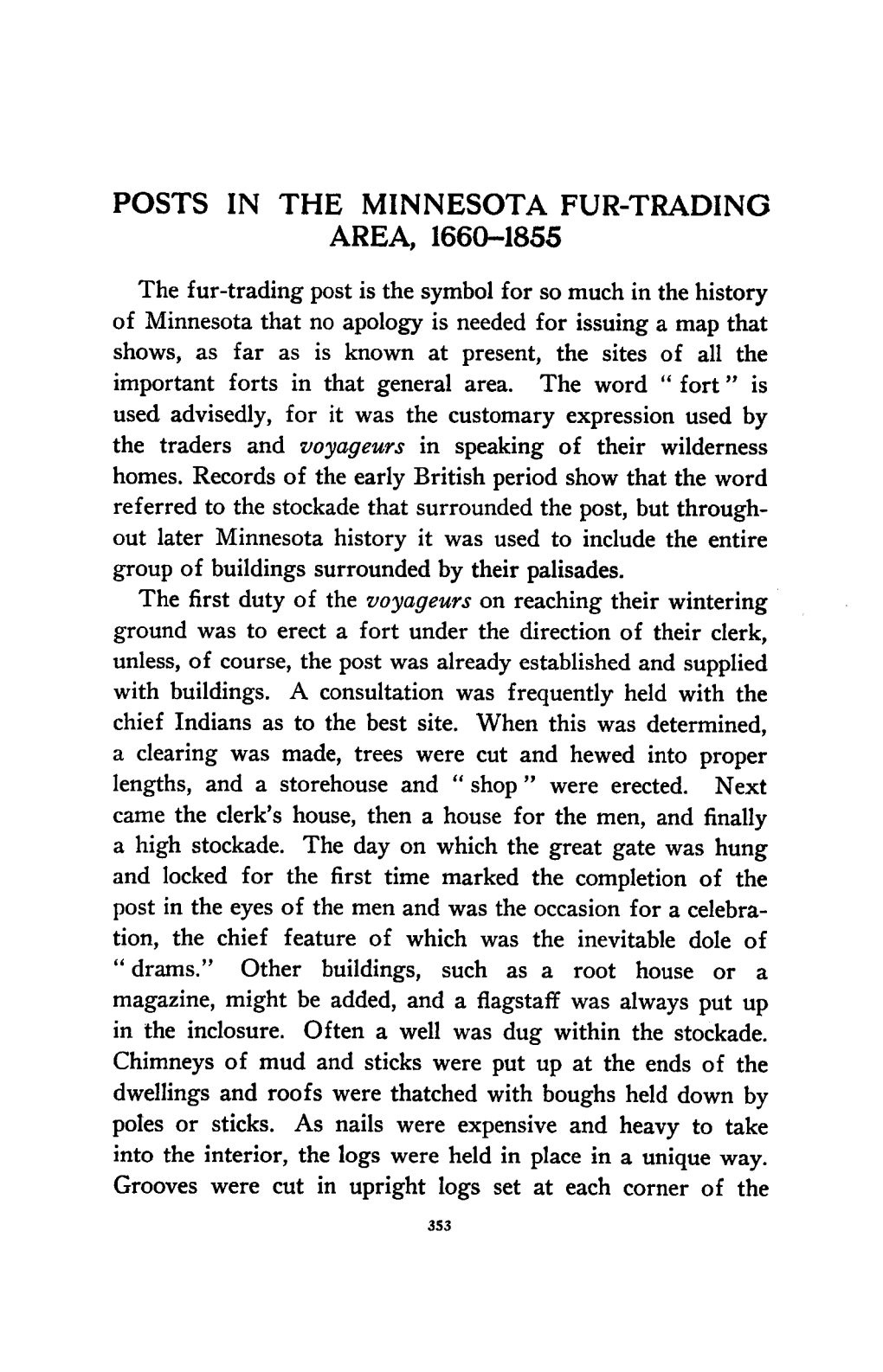 Posts in the Minnesota Fur-Trading Area, 1660-1855