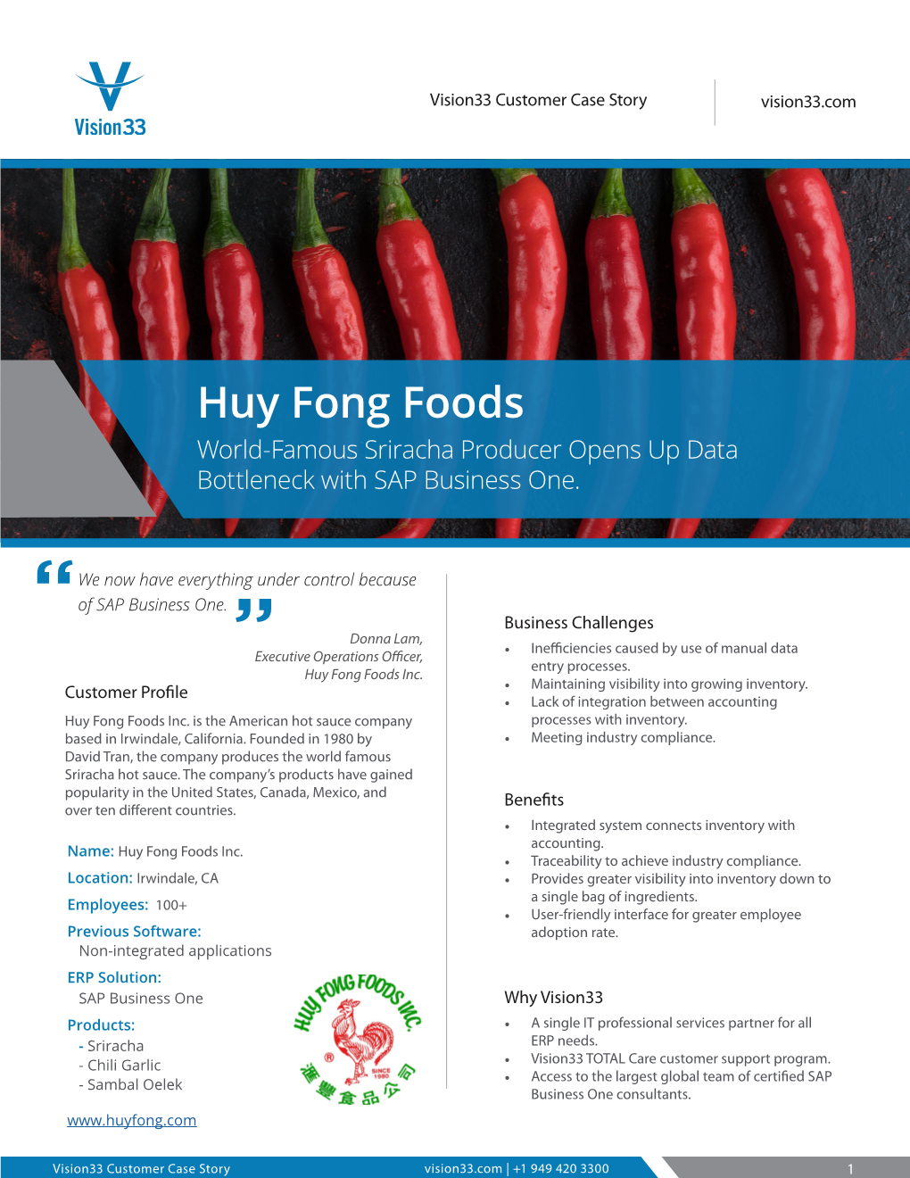 Huy Fong Foods World-Famous Sriracha Producer Opens up Data Bottleneck with SAP Business One