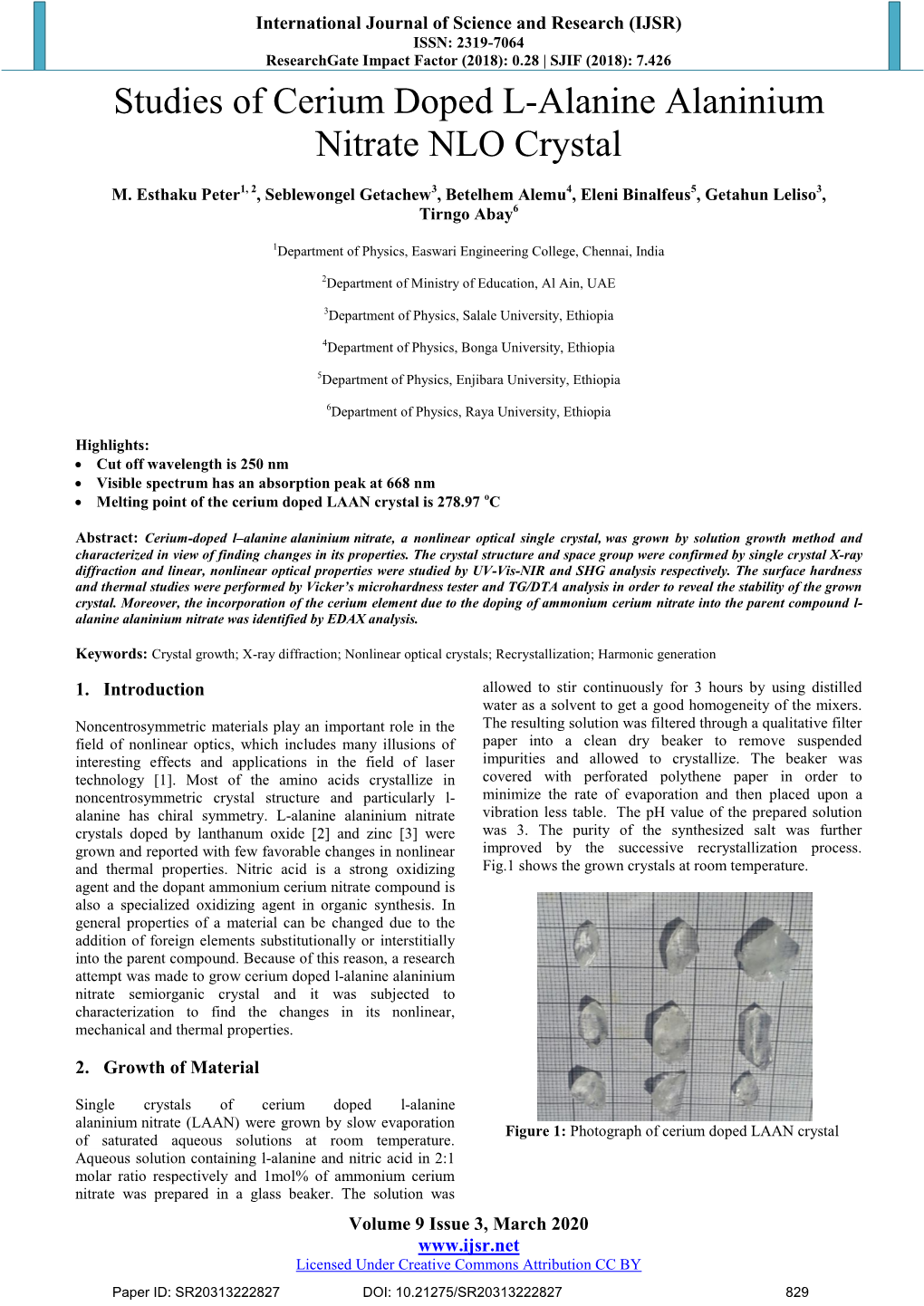 Studies of Cerium Doped L-Alanine Alaninium Nitrate NLO Crystal